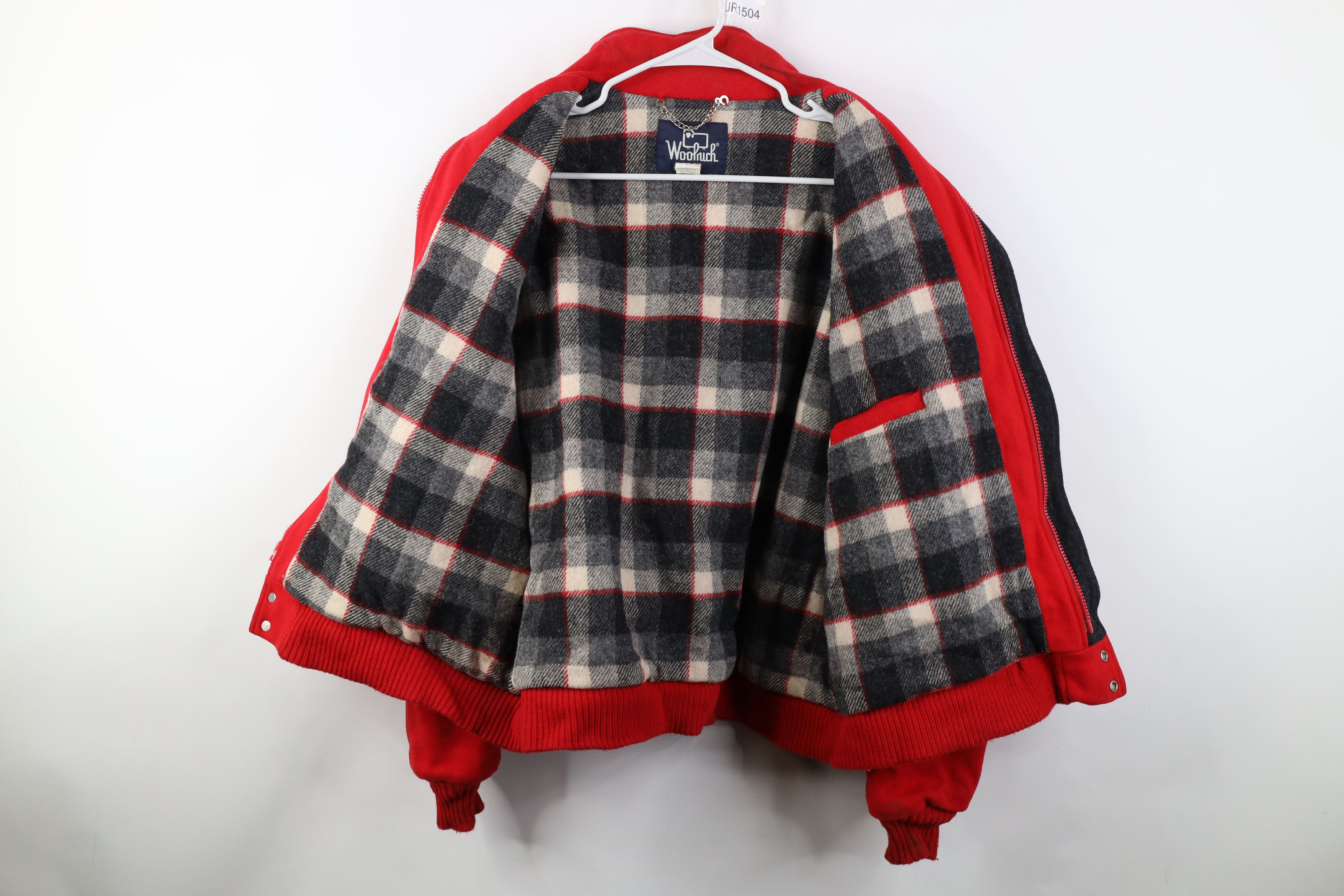 Woolrich Woolen Mills Vintage 90s Woolrich Wool Full Zip Bomber Jacket Red USA Size US XL / EU 56 / 4 - 12 Thumbnail