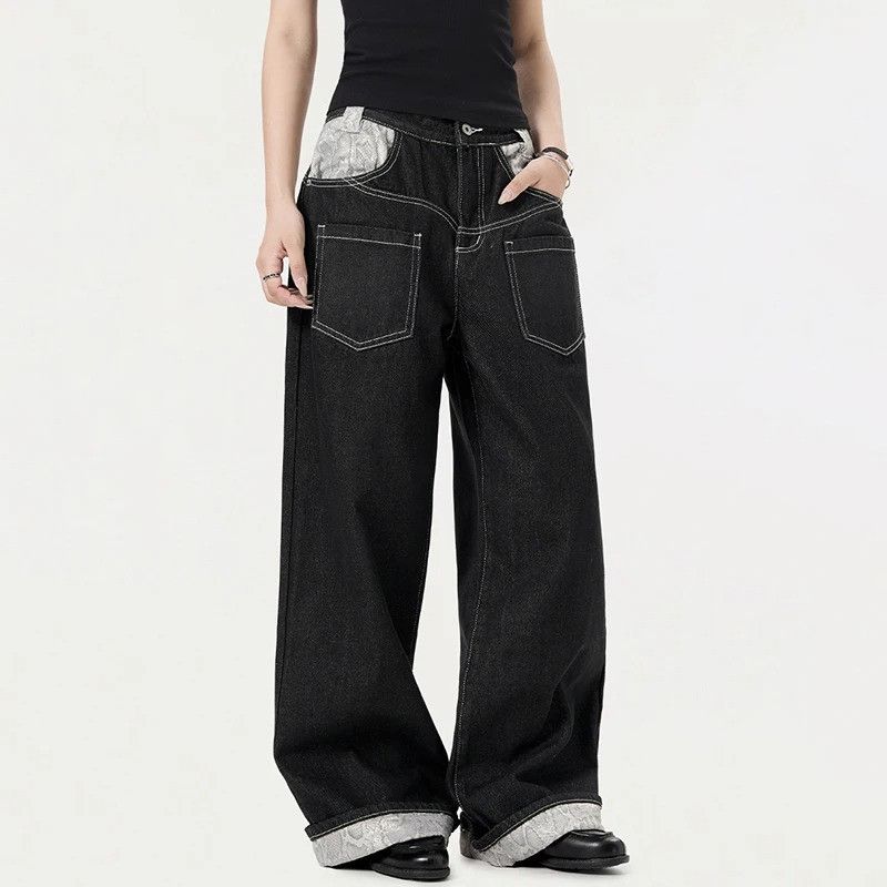Jean Snakeskin Patchwork Contrast Color Jeans Size US 33 - 4 Thumbnail