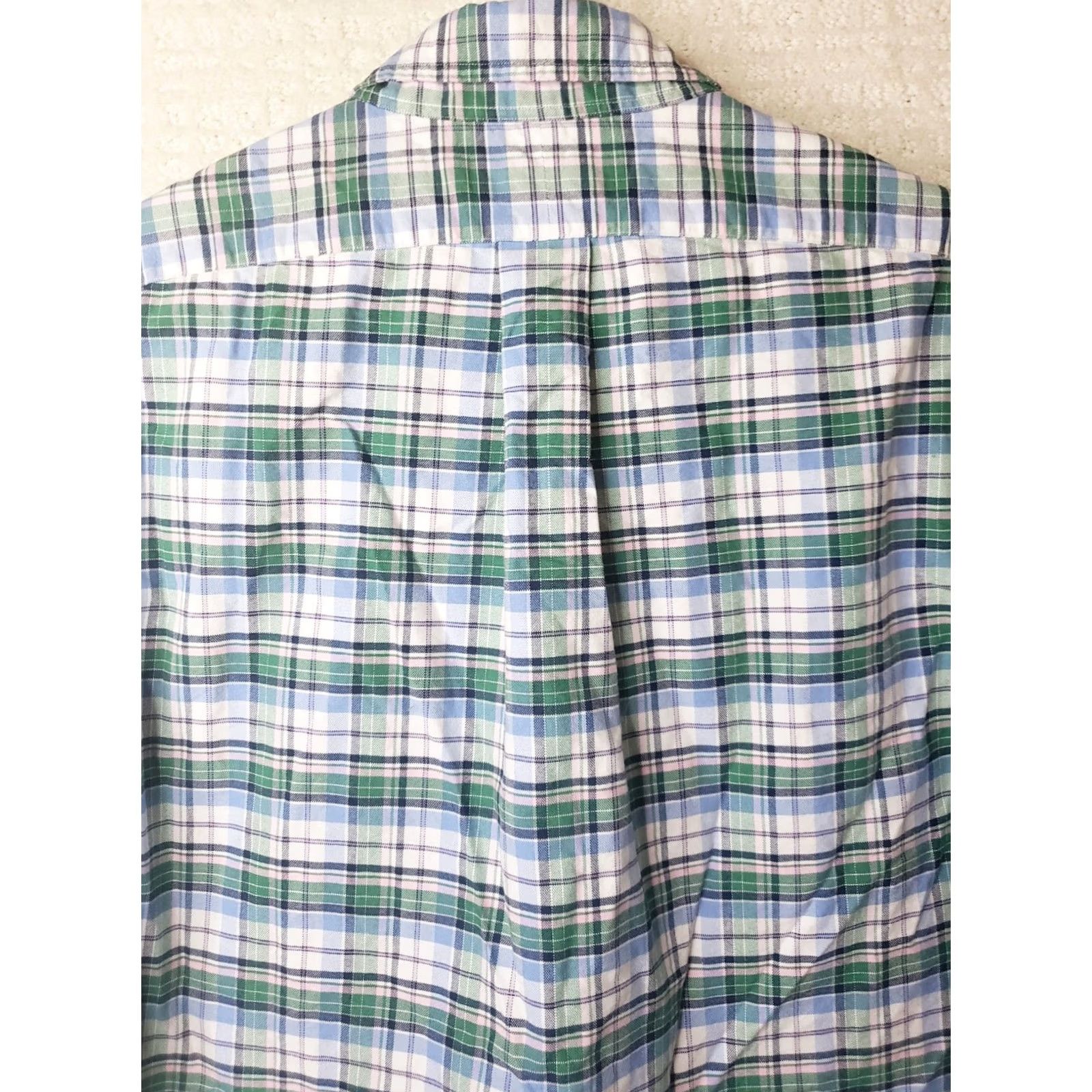 Polo Ralph Lauren Polo Ralph Lauren Men's L/S Dress Shirt Size Medium Classic Fit Plaid Green Pink Shark? Size 40R - 7 Thumbnail