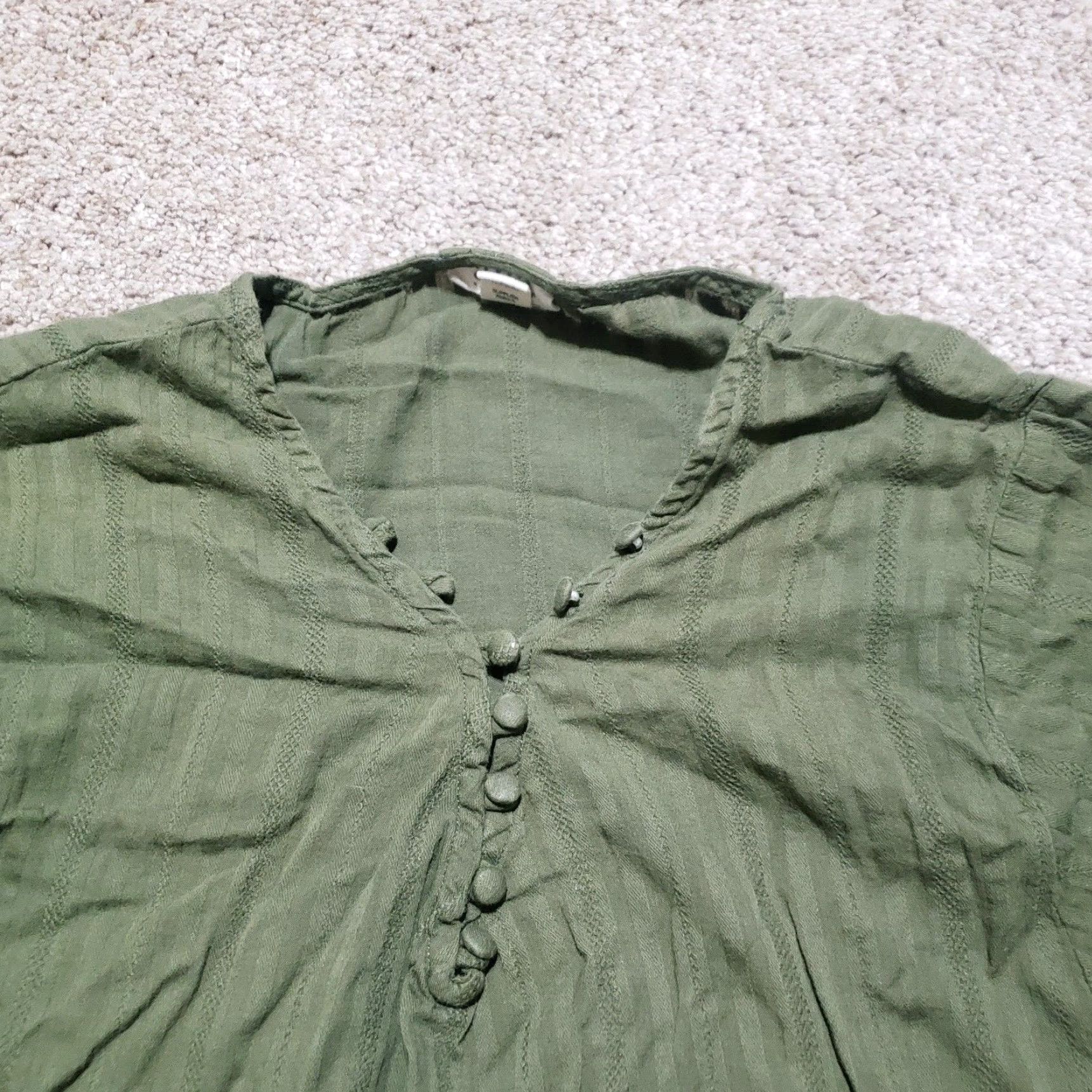 Vintage a.n.a Shirt XS Women Green Solid 3/4 Sleeve Round Neck Adult Womens XS Green Shirt Classic All Seasons Size XS / US 0-2 / IT 36-38 - 2 Thumbnail