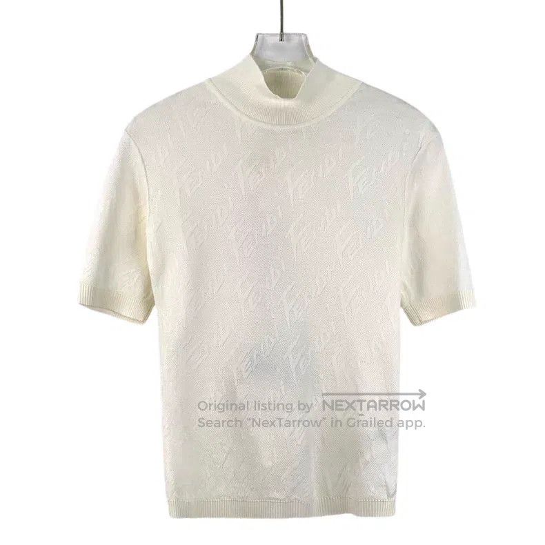 Fendi Fendi Beige Logo Full-Print Cotton Half-Zip Short Sleeve K Size XS / US 0-2 / IT 36-38 - 1 Thumbnail