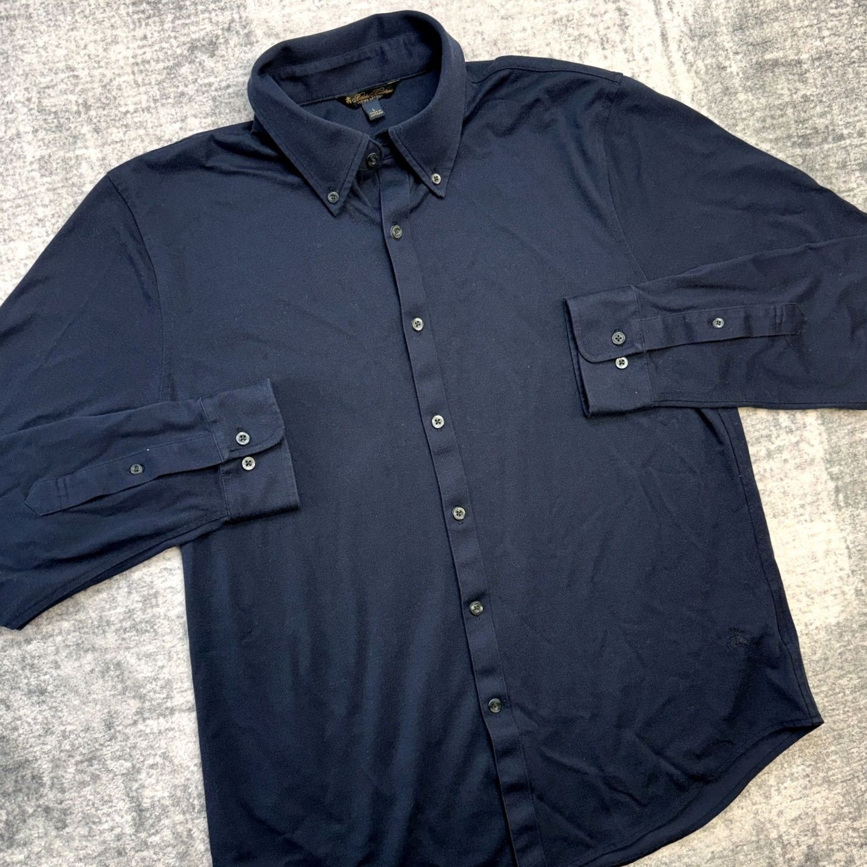 Brooks Brothers Brooks Brothers Shirt Mens L Blue Navy Supima Cotton Pique Knit Button Down Size US L / EU 52-54 / 3 - 2 Thumbnail