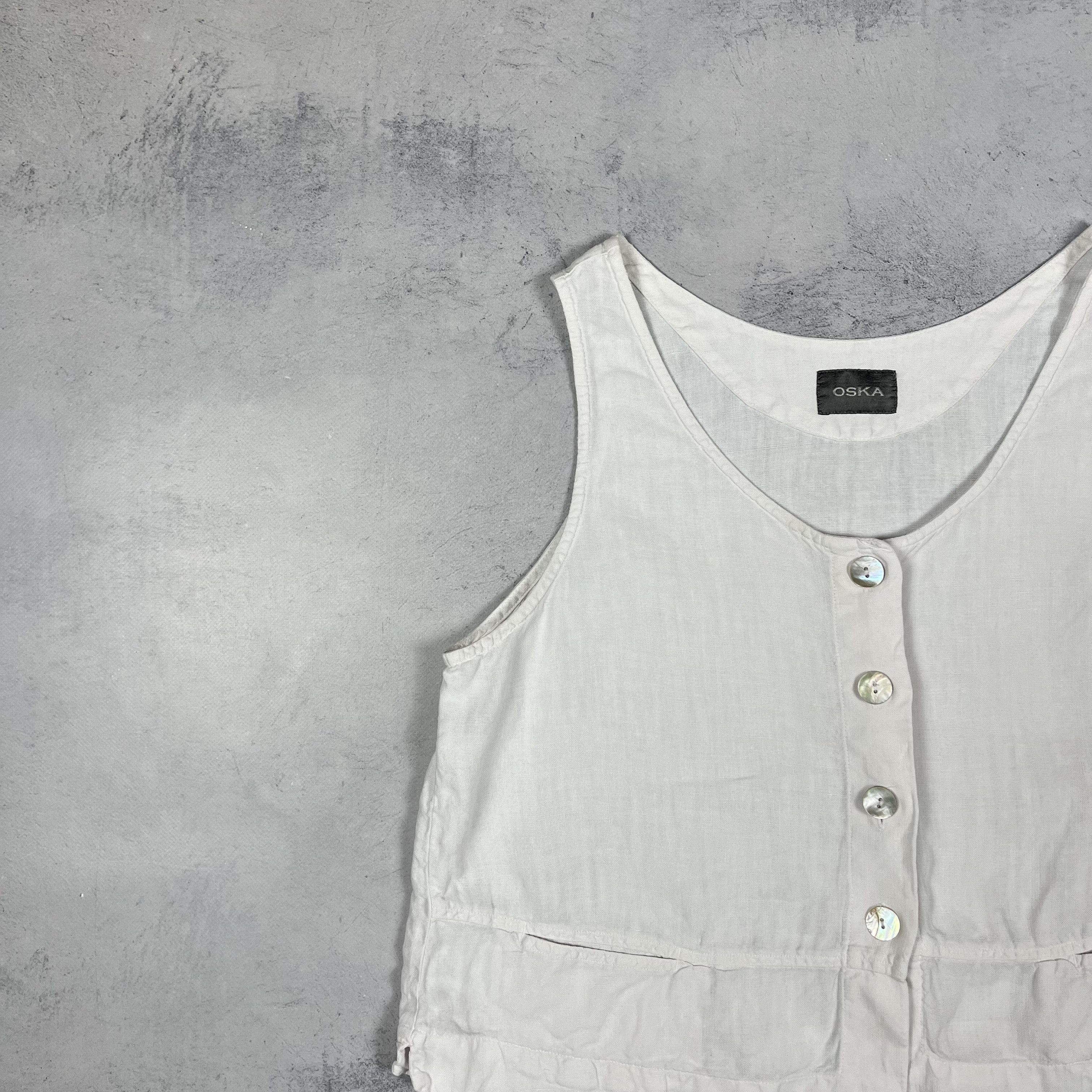 OSKA Ladies OSKA Avant-Garde Linen Sleeveless Cropped Top Gilet Size L / US 10 / IT 46 - 6 Thumbnail
