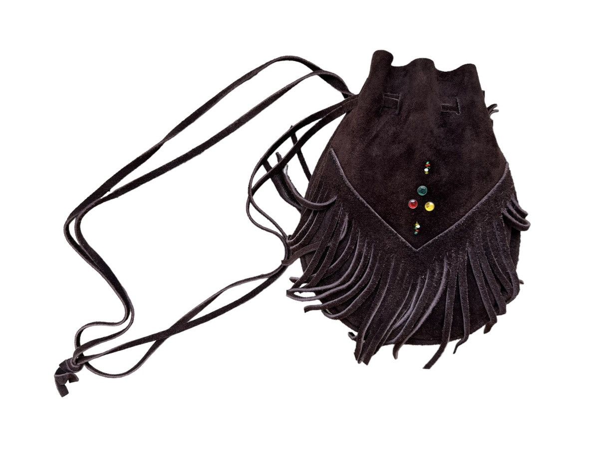 Leather Vintage Unknown Japan Brown Suede Leather Mini Fringe Bag Size ONE SIZE - 12 Thumbnail