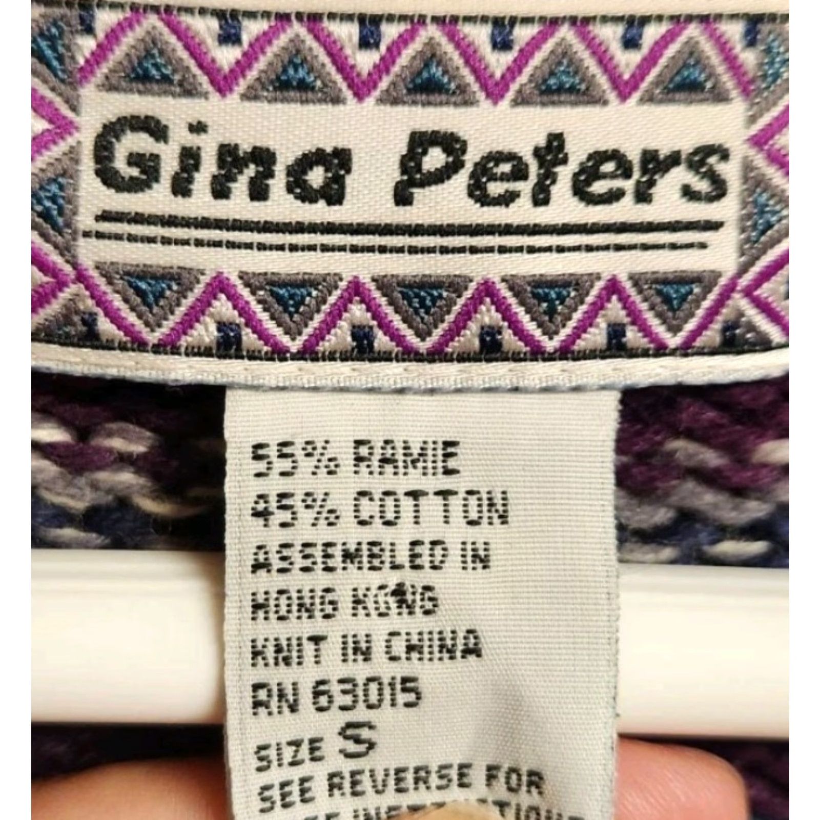 Vintage VINTAGE Gina Peters Knit Cardigan Sweater Women's S Small Geometric Southwest Purple 90s Designer Womens Cardigan Size S / US 4 / IT 40 - 8 Thumbnail