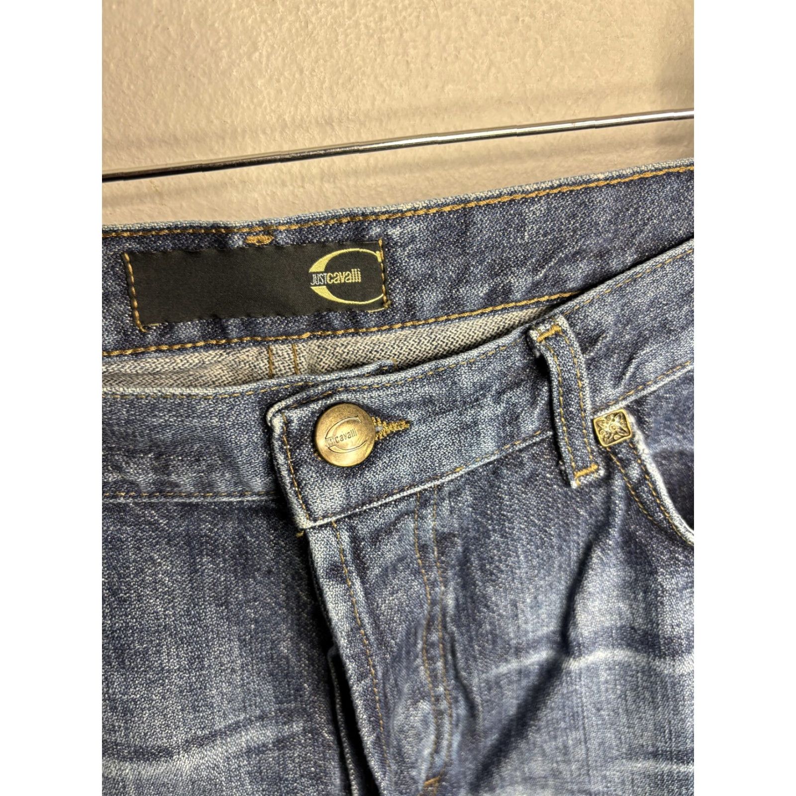 Just Cavalli VINTAGE Just Cavalli Jeans Mens 30 Blue Studded Button Embellished Italy Straight Denim Size US 30 / EU 46 - 6 Thumbnail