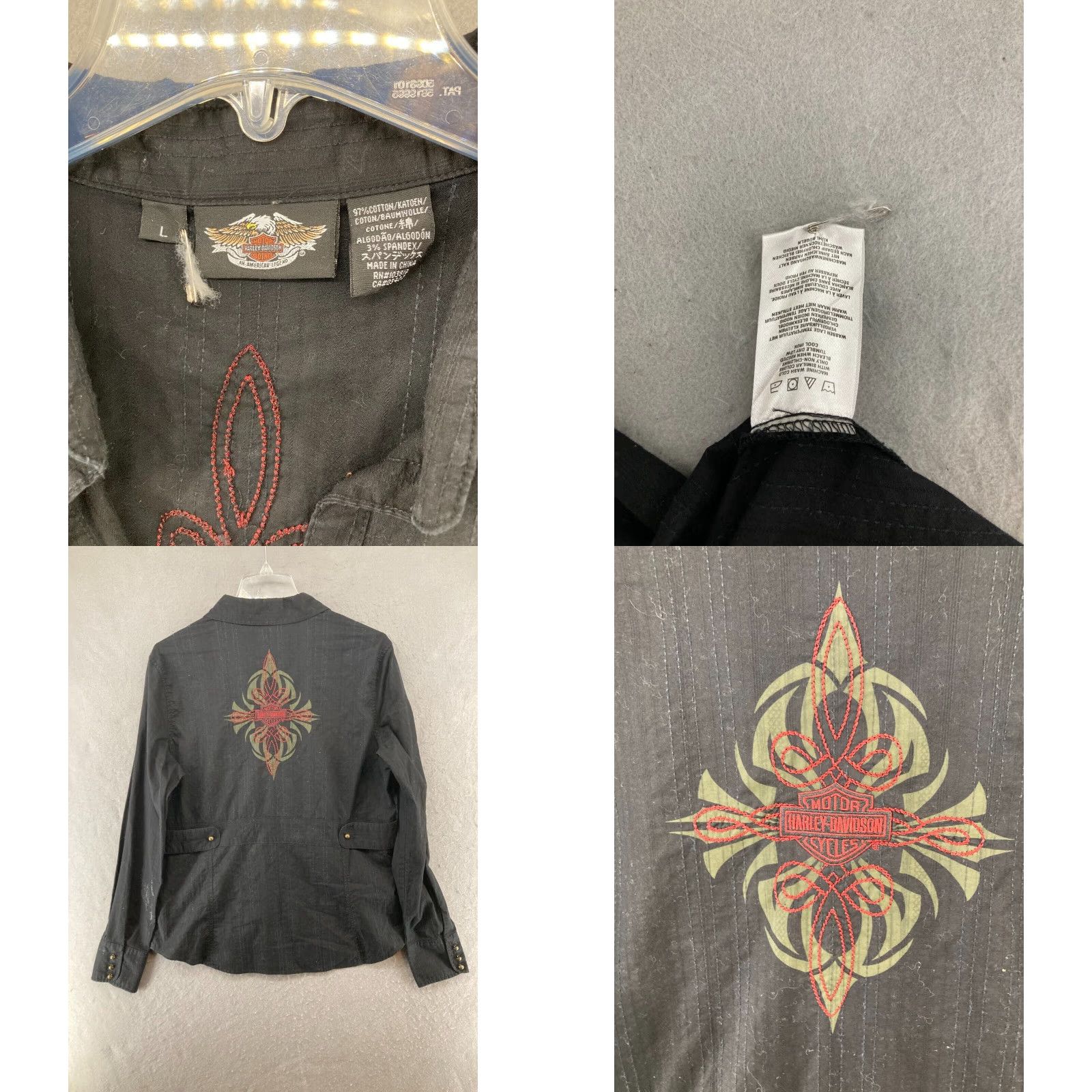Harley Davidson Harley-Davidson Shirt Womens Large Black Embroidered Motorcycle Biker L Black Motorcycle 90s Decade Women’s Shirt Size L / US 10 / IT 46 - 8 Thumbnail