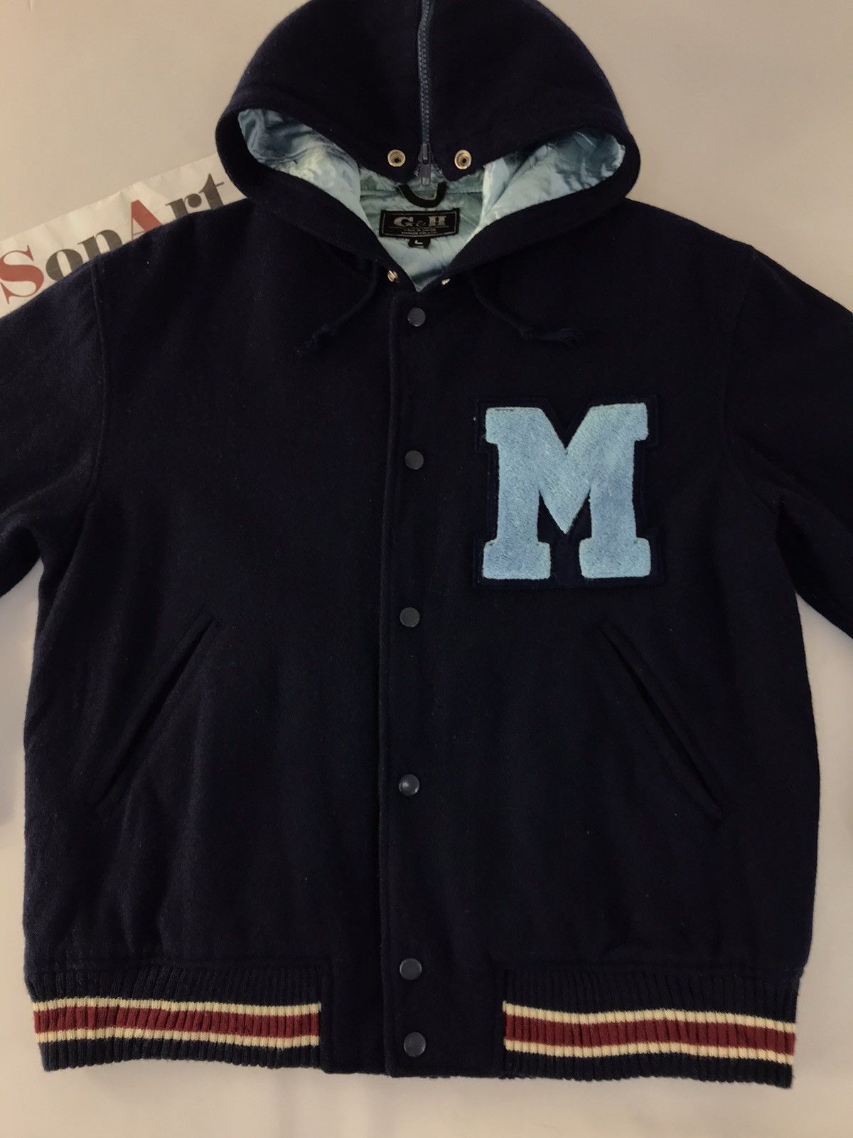 Japanese Brand × Vintage Vintage G&H Varsity Jacket Wool Big Logo(H) Hoodie Style Size US L / EU 52-54 / 3 - 3 Thumbnail