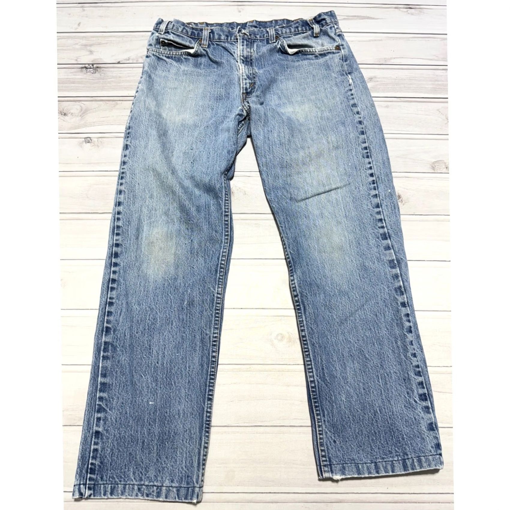 Levi's VINTAGE Levi's 505 Jeans Mens 34x28 Light Wash Blue Orange Tab Straight Leg USA Size US 34 / EU 50 - 5 Thumbnail