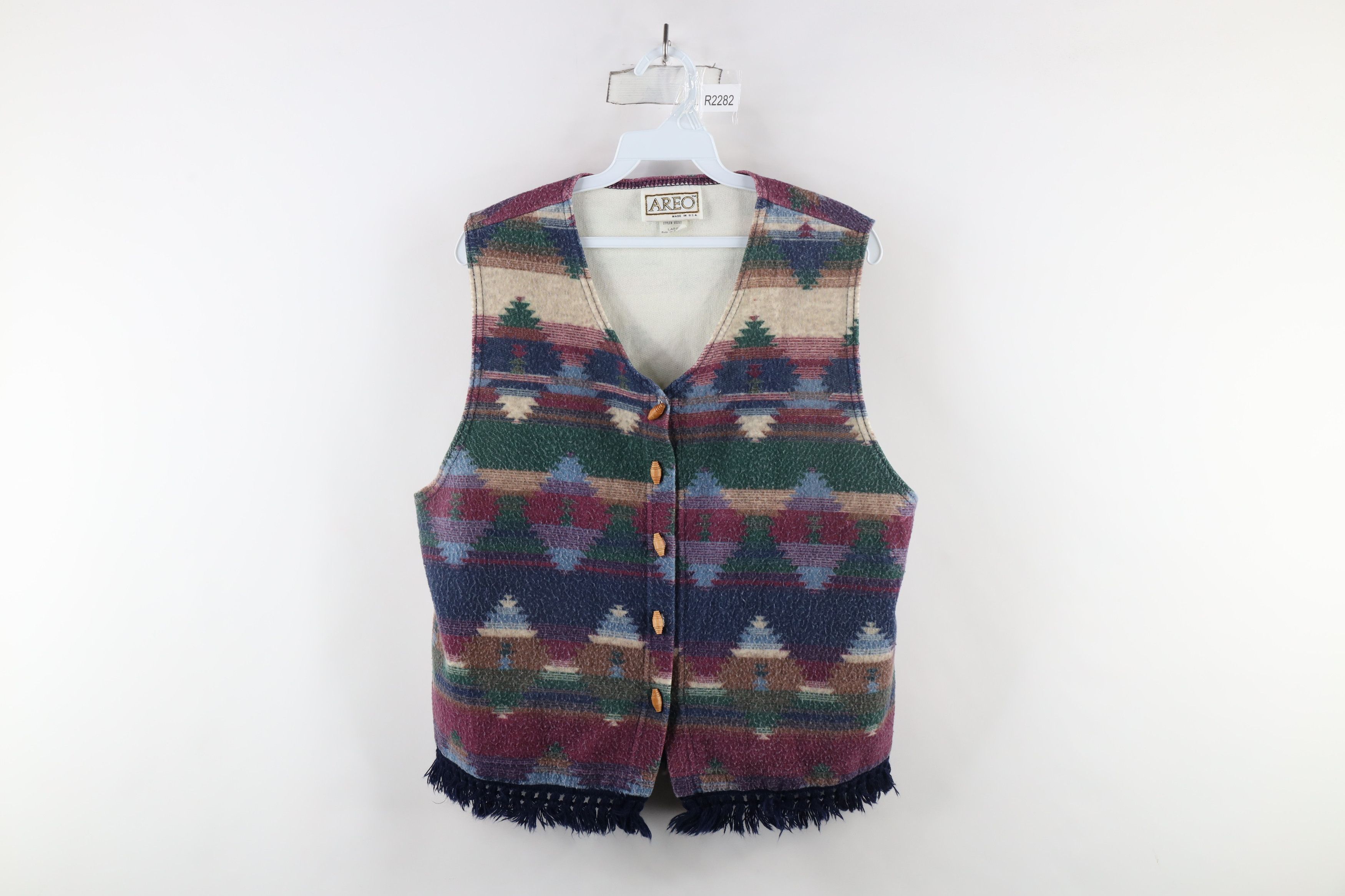 Vintage Vintage 90s Streetwear Fringed Blanket Vest Jacket USA Size L / US 10 / IT 46 - 1 Thumbnail