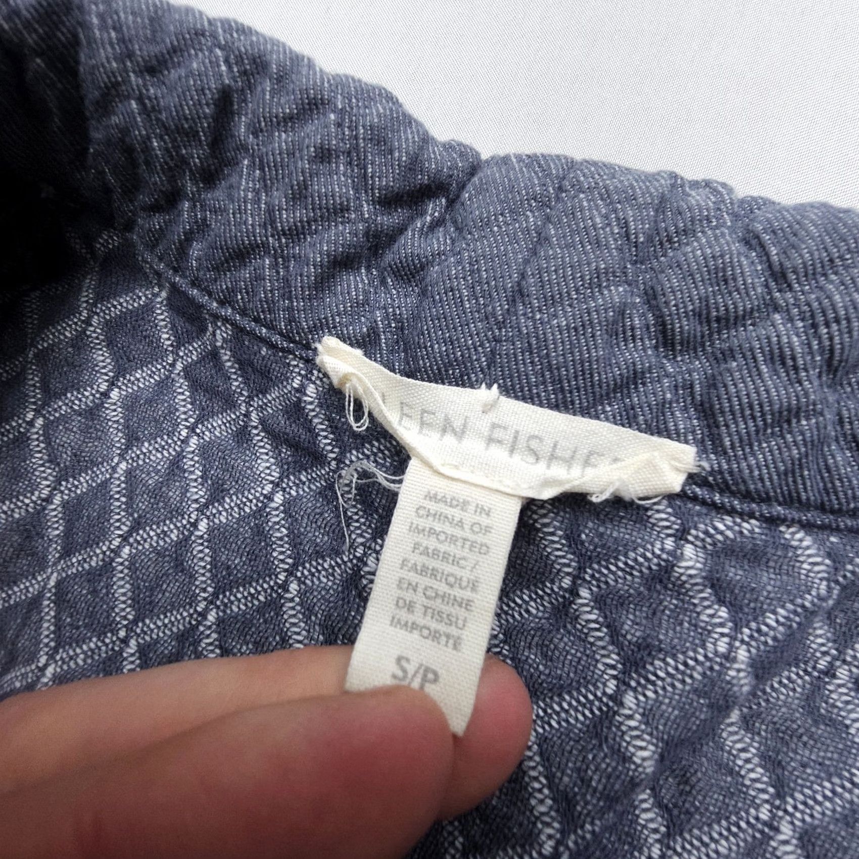 Eileen Fisher Eileen Fisher Quilted Kimono Jacket Small Cotton Pockets Shacket Geometric Knit 3/4 Sleeve Snap Front Blue Womens Vintage No Ladies Mens Size S / US 4 / IT 40 - 3 Thumbnail