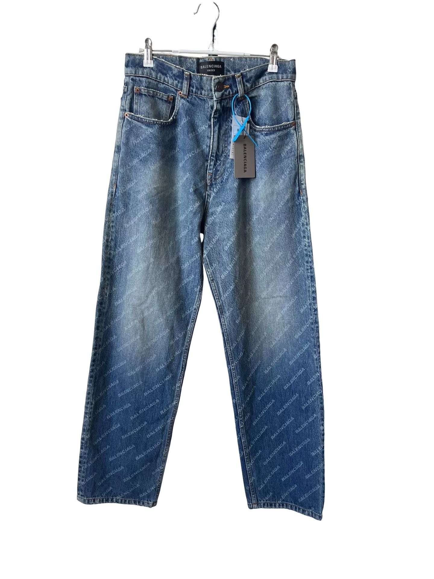 Balenciaga Balenciaga All Over Logo Denim Jeans XXS Size US 27 - 1 Thumbnail