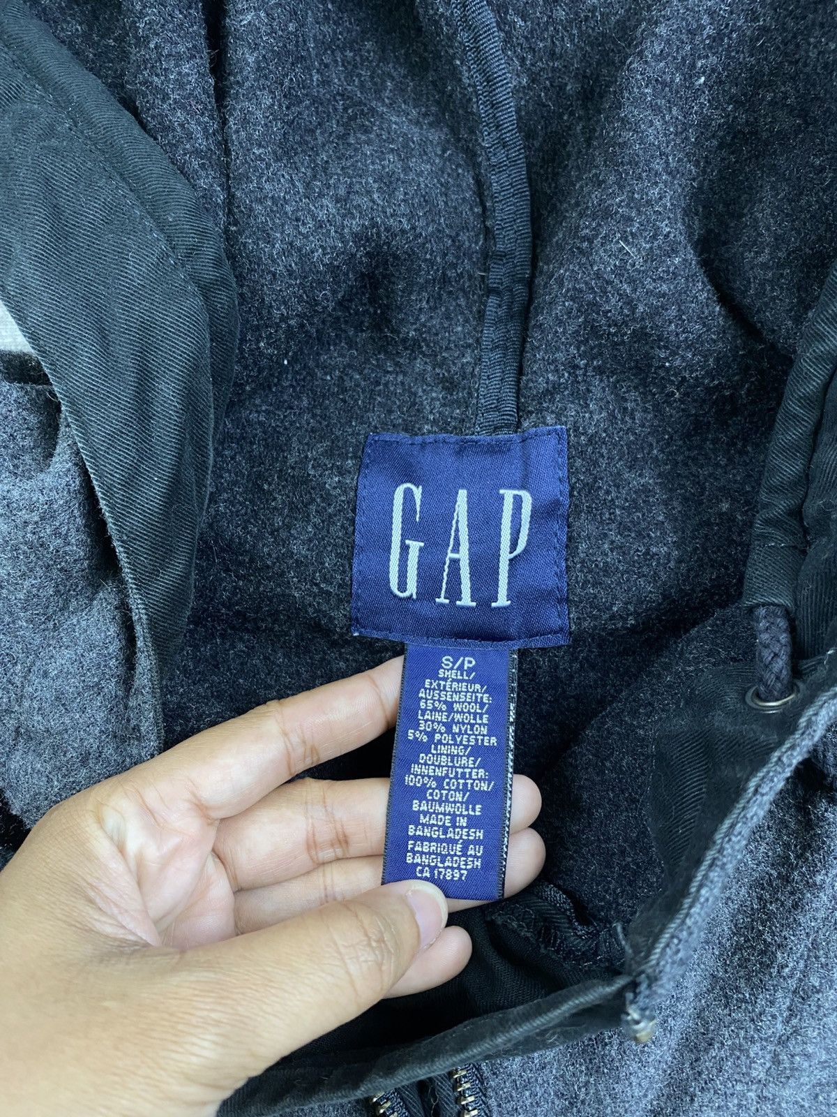 Gap × Japanese Brand × Vintage Vtg GAP Pullover Anorak Double Pocket Wool Hoodie Jacket Size US M / EU 48-50 / 2 - 10 Thumbnail