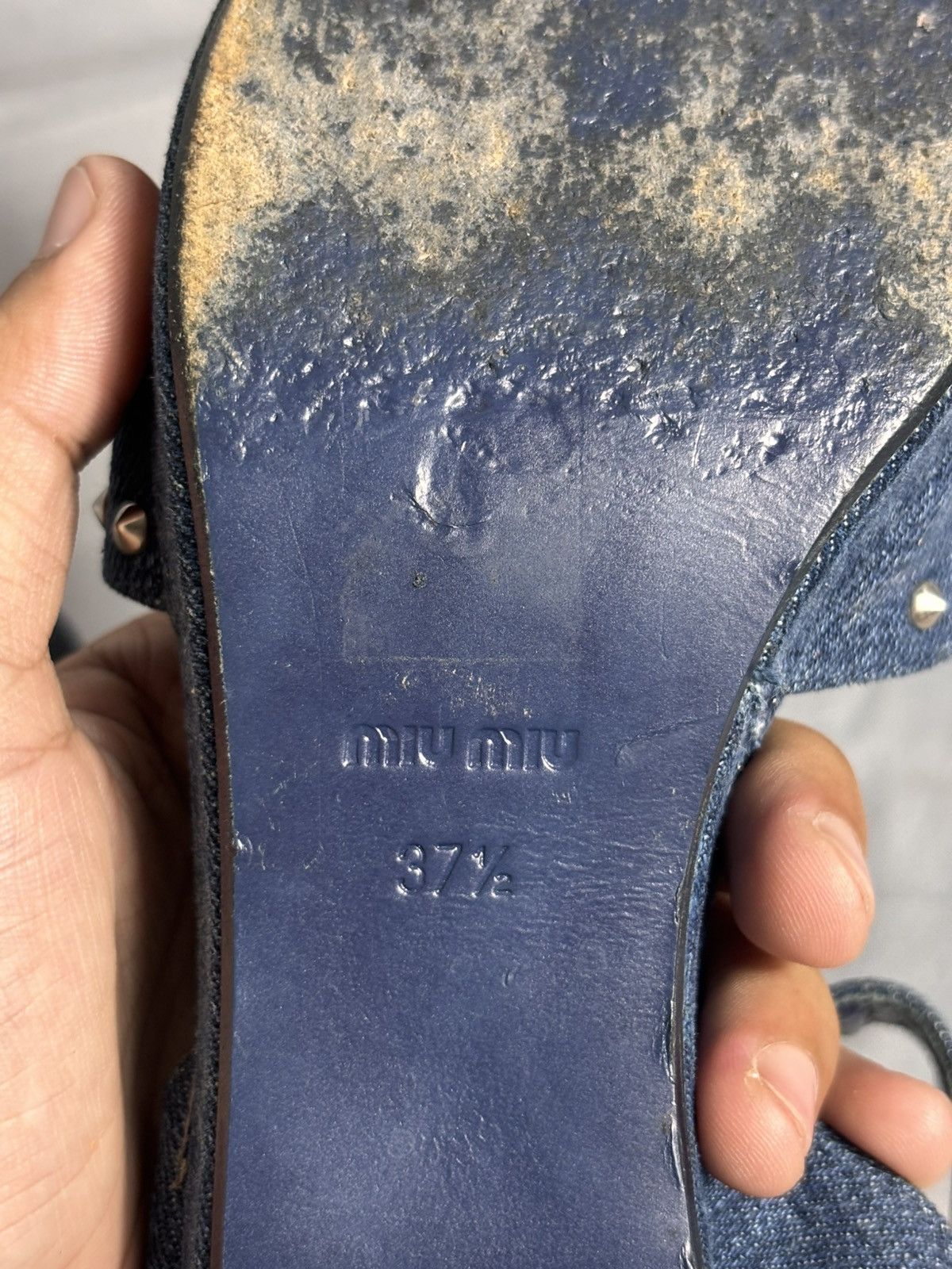 Miu Miu Miu Miu Denim Sandals Size US 7.5 / IT 37.5 - 10 Thumbnail