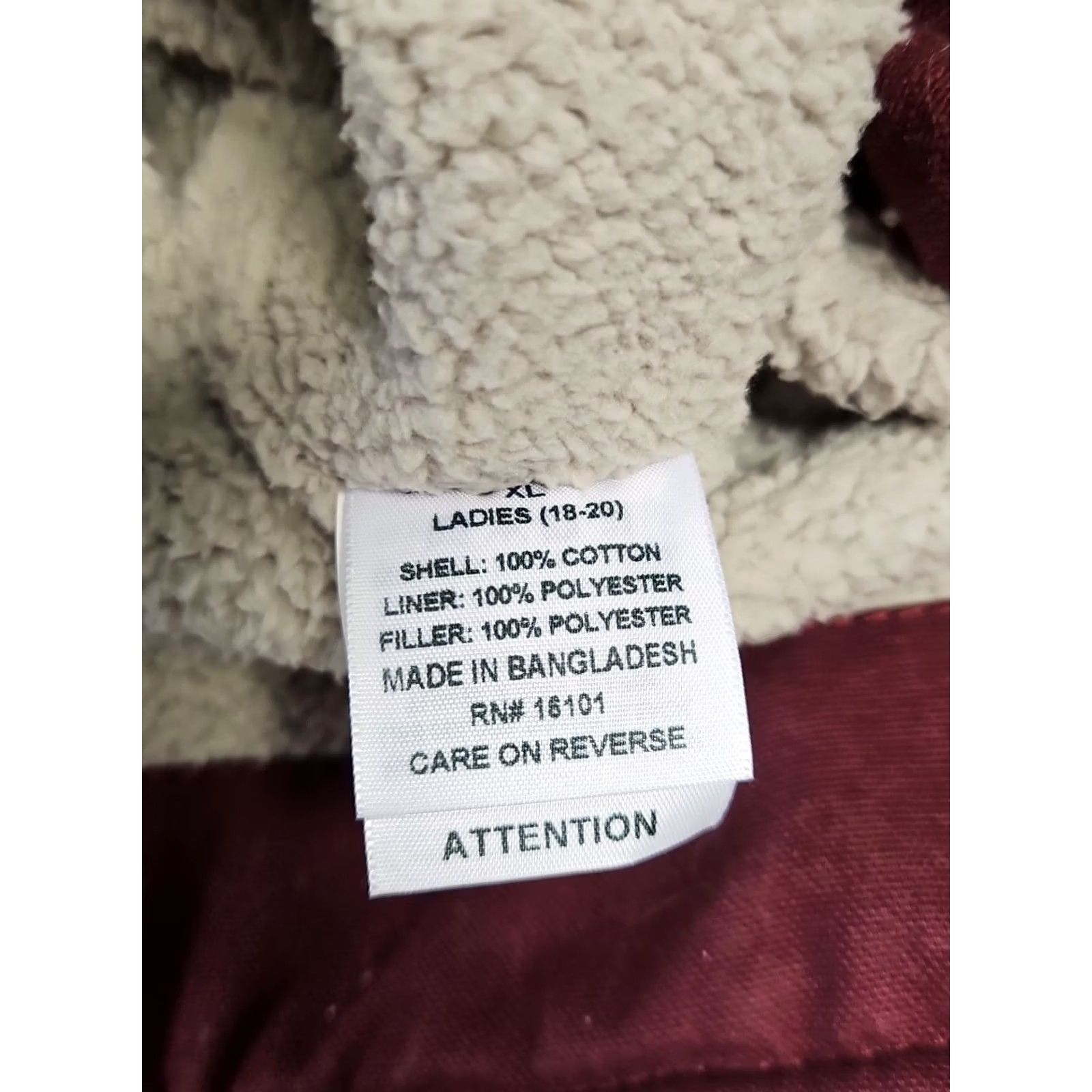 Vintage Ridgecut Work Jacket Hooded XL Women Burgundy Canvas Sherpa Lined Zip Mid-Length" Size XL / US 12-14 / IT 48-50 - 6 Thumbnail