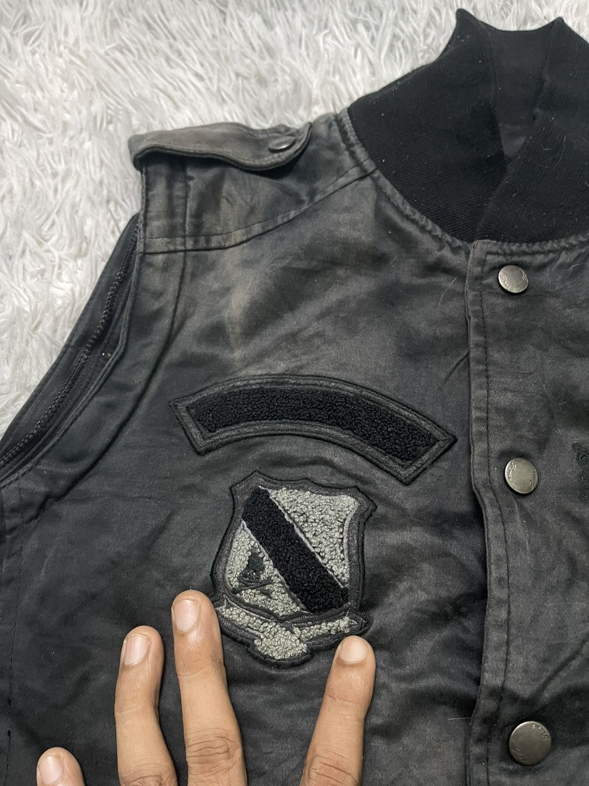 If Six Was Nine 2000s ROEN LEATHER 2 WAY JACKET EMBROIDERED LOGO DISTRESSED Size US S / EU 44-46 / 1 - 9 Thumbnail