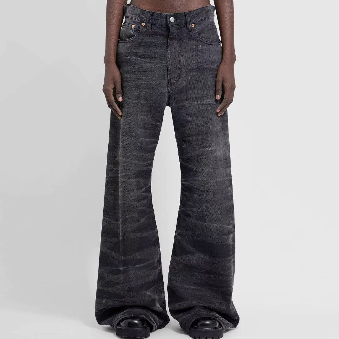 Japanese Brand × Jean Water Wave Patterned Micro Flared Baggy Jeans Size US 33 - 1 Thumbnail