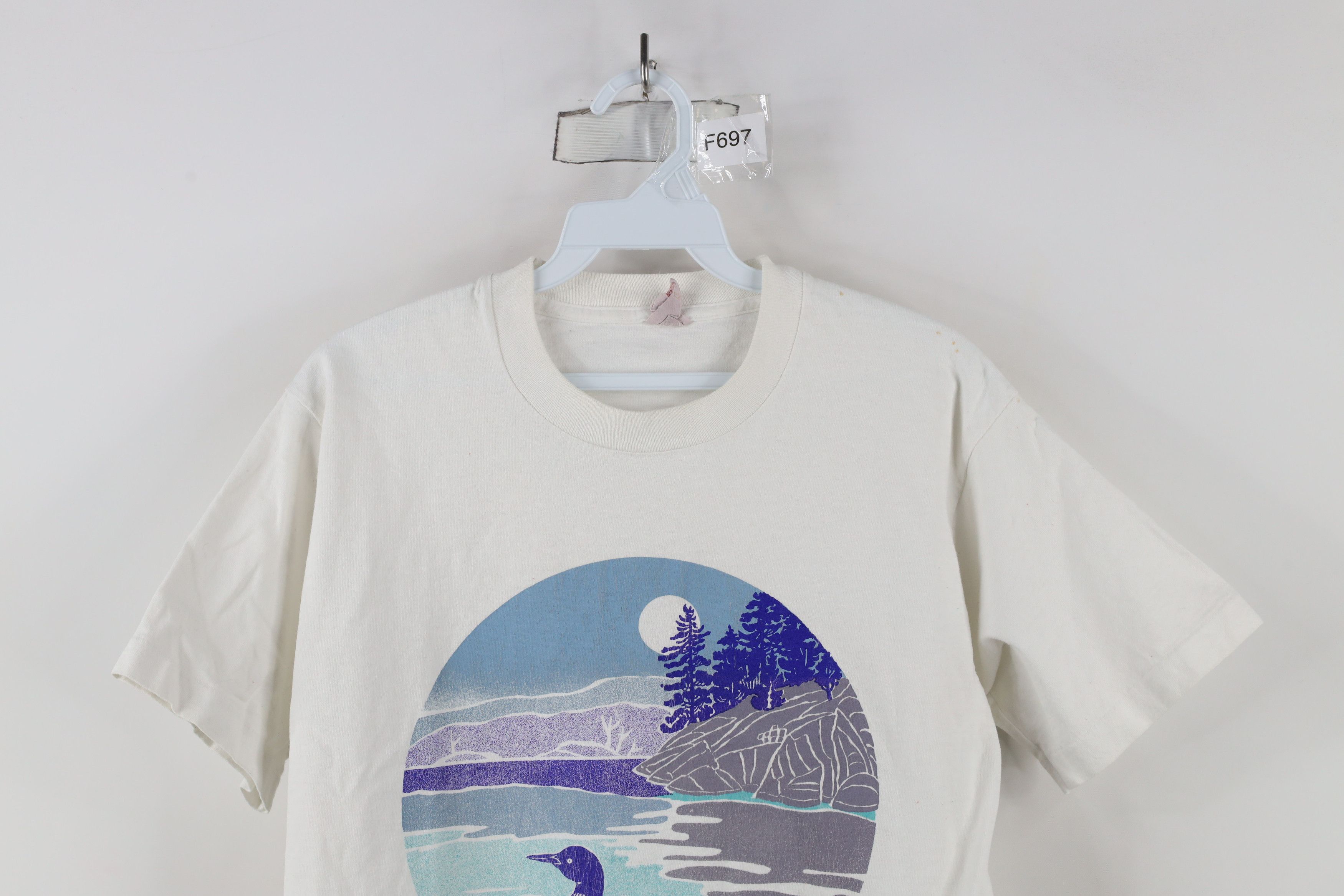 Vintage Vintage 90s Streetwear Nature Duck Lake T-Shirt White Size M / US 6-8 / IT 42-44 - 2 Thumbnail
