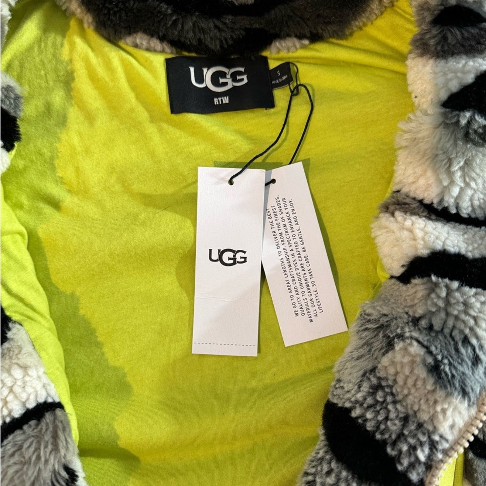 Ugg UGG Neon Yellow and Black Fleece Jacket Size S / US 4 / IT 40 - 7 Thumbnail