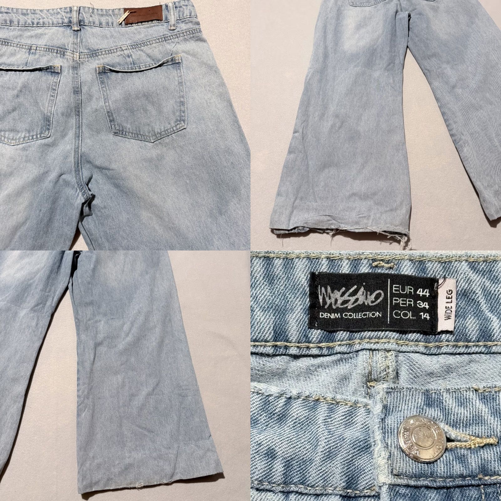 Mossimo Mossimo Jeans Women's Light Blue Snap Buttons Frayed Distressed Wide-Leg - 14 Size 36" / US 14 / IT 50 - 8 Thumbnail