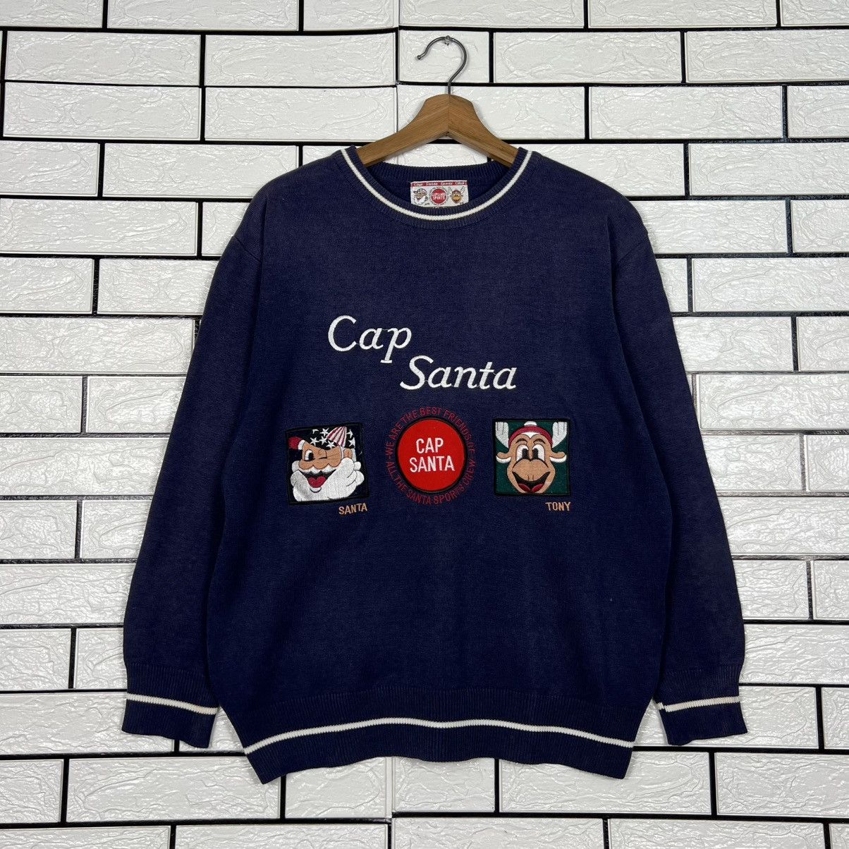 Vintage CAP SANTA Embroidery Big Logo Sweatshirt #3973-C181