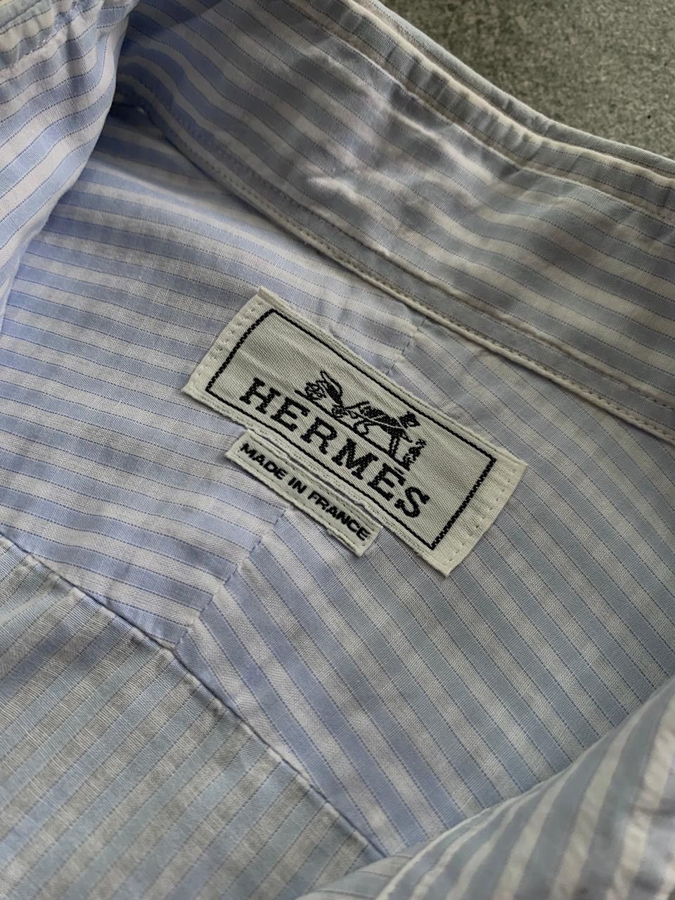 Hermes FREE TAX! 2000s Striped Light Cotton Shirt Size US L / EU 52-54 / 3 - 7 Thumbnail