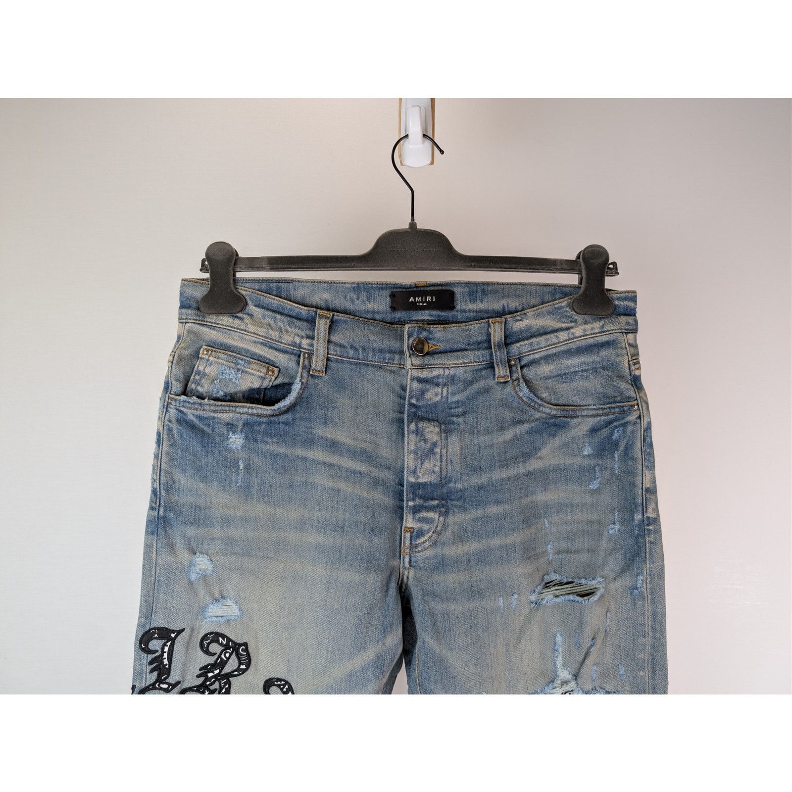 Amiri o1rshd1 Old English Logo Jean Denim Jeans Clay Indigo Size US 34 / EU 50 - 3 Thumbnail