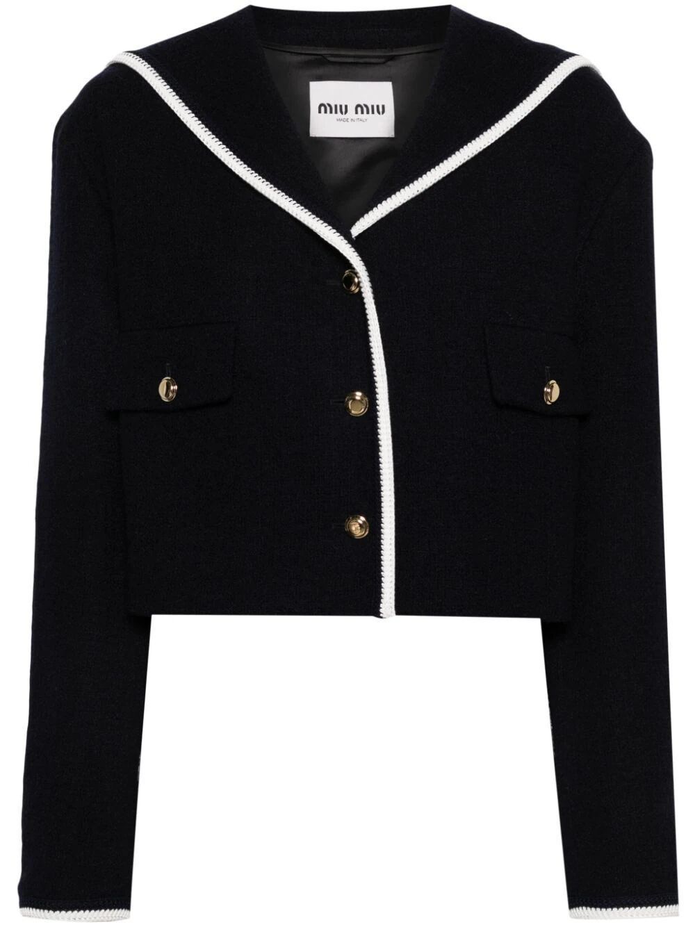 image of Miu Miu Tweed Jacket Size 40 in Blue, Women's