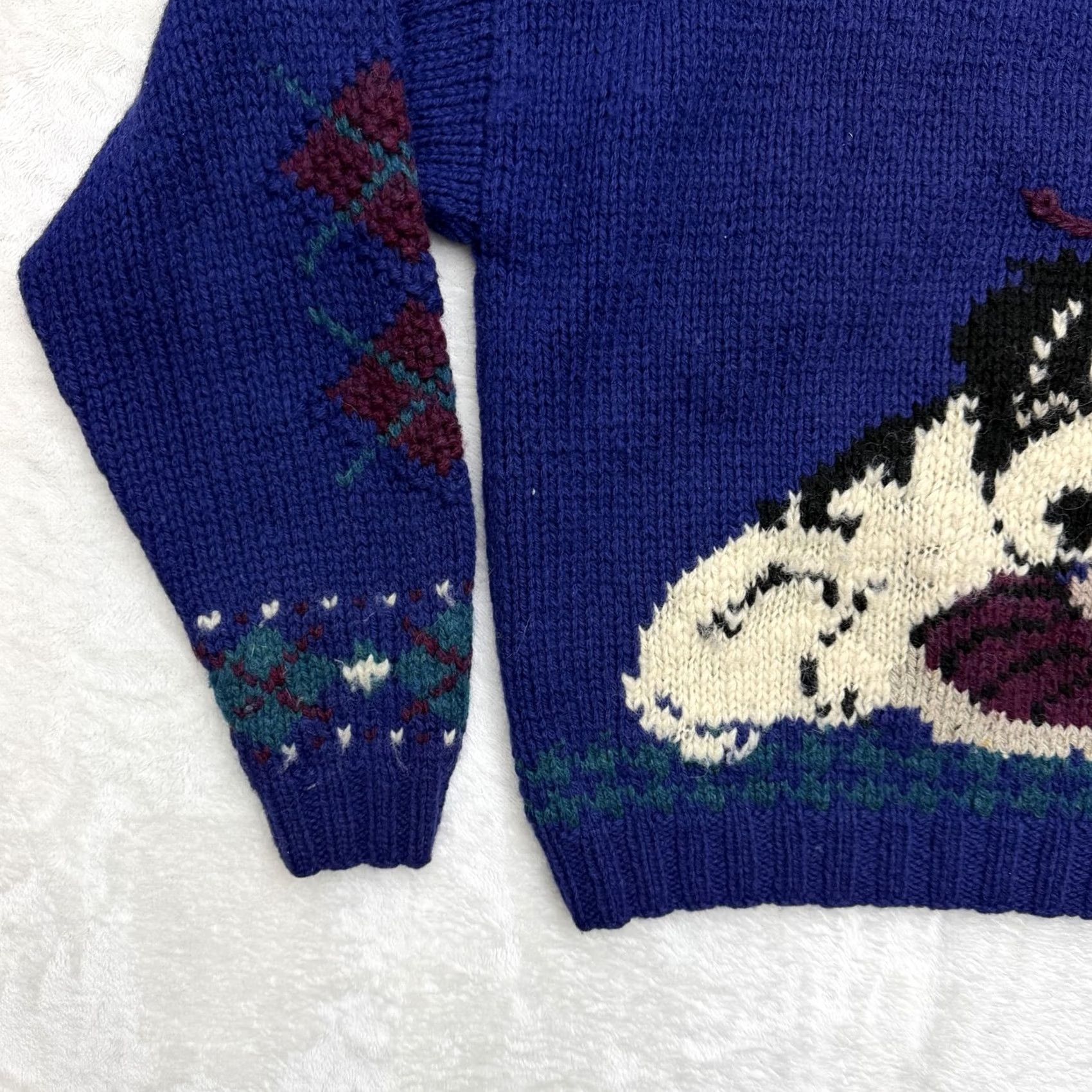 Vintage Woolrich Sweater Womens Medium Blue Dog Boot Graphic Argyle Pullover Knit Size M / US 6-8 / IT 42-44 - 7 Thumbnail