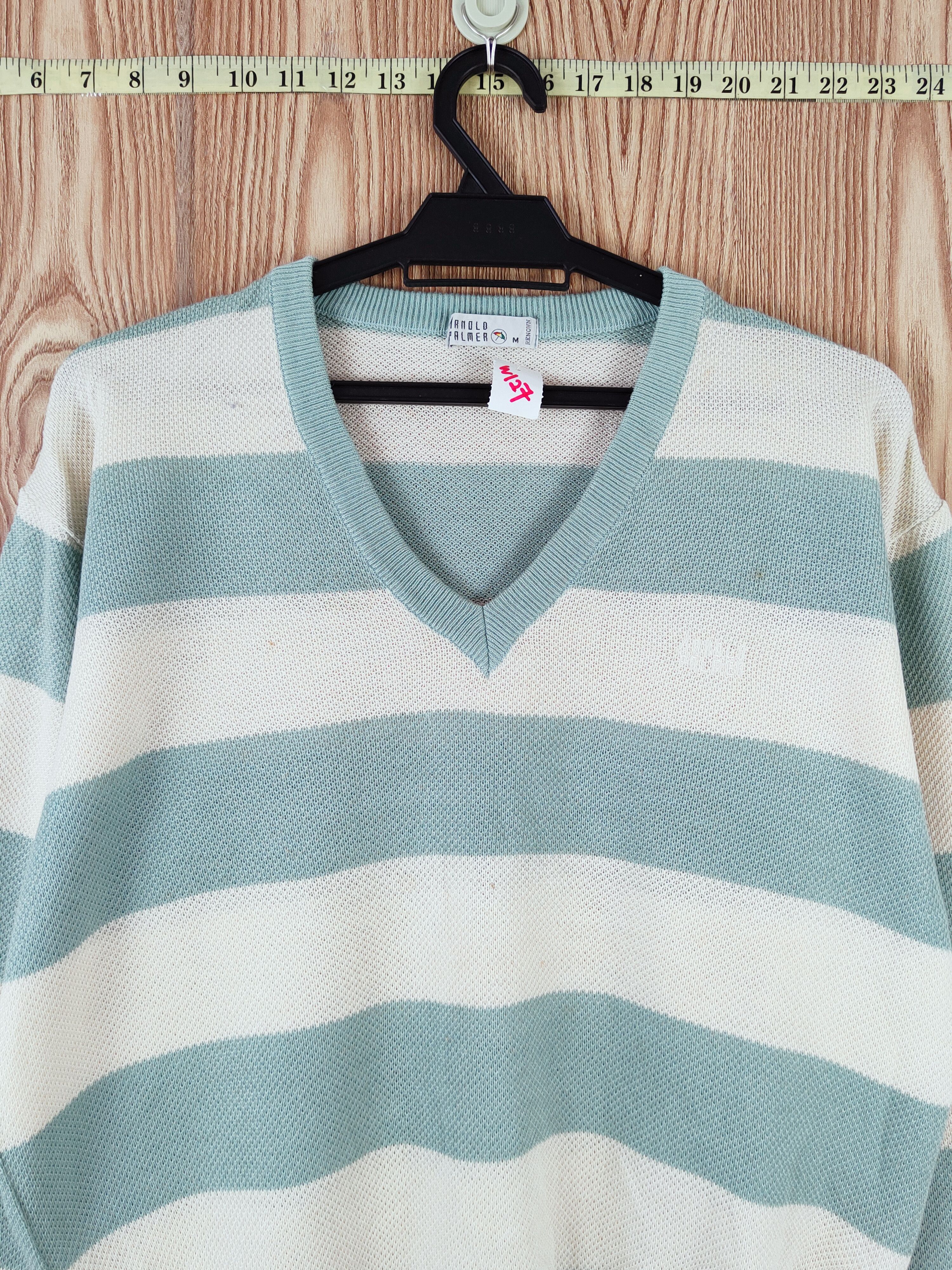 Japanese Brand Arnold Palmer Green Cream Stripe Knitwear Sweatshirts #W127 Size US M / EU 48-50 / 2 - 2 Thumbnail