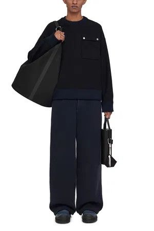 Jil Sander o1loc1c1124 Crew Neck Top With Ribbed Hems in Black Size US L / EU 52-54 / 3 - 2 Thumbnail
