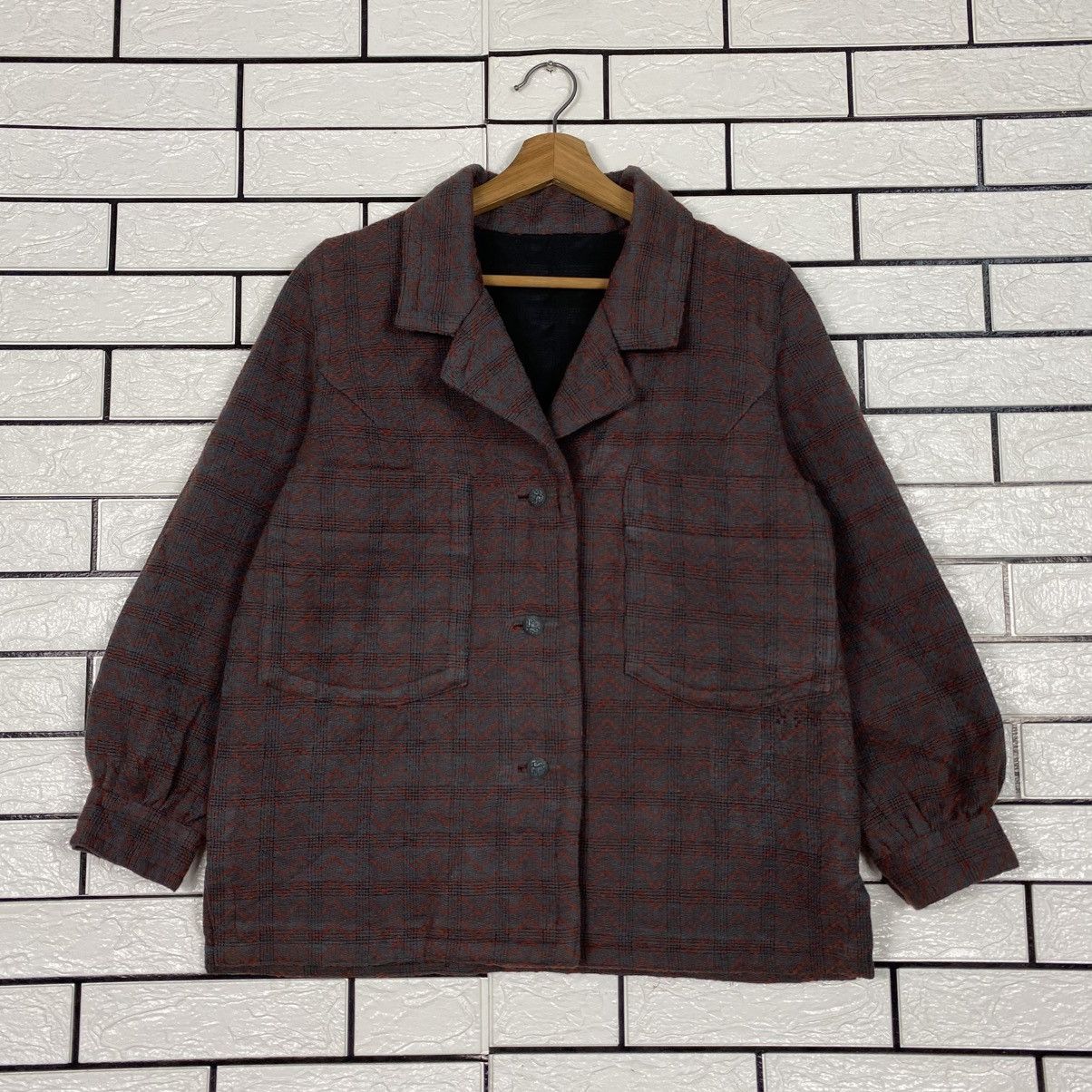 Japanese Brand Vintage Wool Jacket Herringbone Unbranded Issey Miyake Size US M / EU 48-50 / 2 - 2 Thumbnail