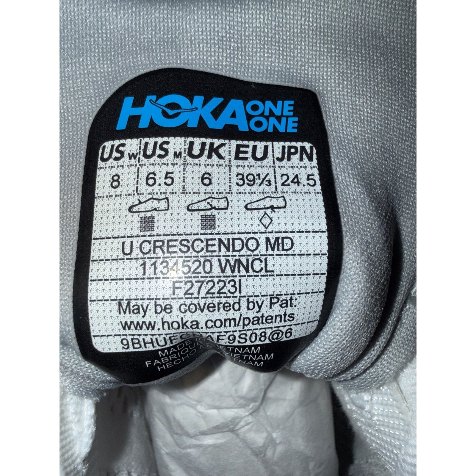 Hoka Size 6.5 - Hoka One One Crescendo MD White Size US 6.5 / EU 39-40 - 6 Thumbnail