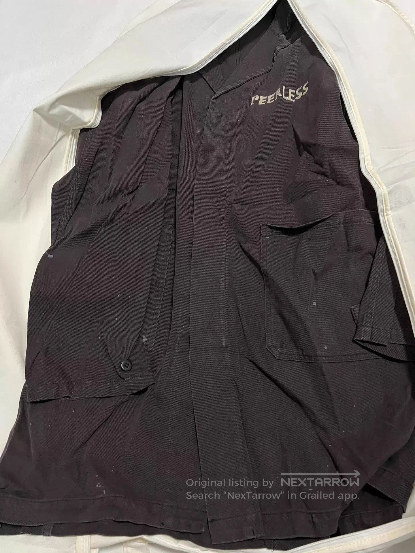 Visvim Black Long Coat with 'PEERESS' Embroidered Detail. Size US M / EU 48-50 / 2 - 6 Thumbnail