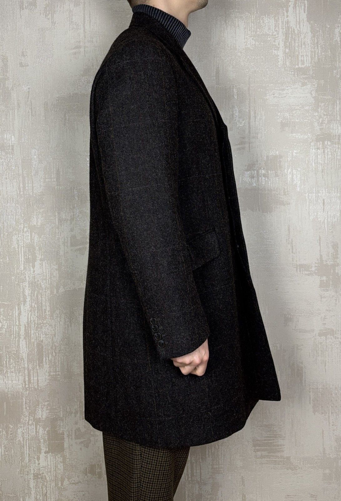 Marks & Spencer Blue Harbour M&S Yorkshire Tweed Moon Wool Coat Dark Brown Size US XL / EU 56 / 4 - 7 Thumbnail