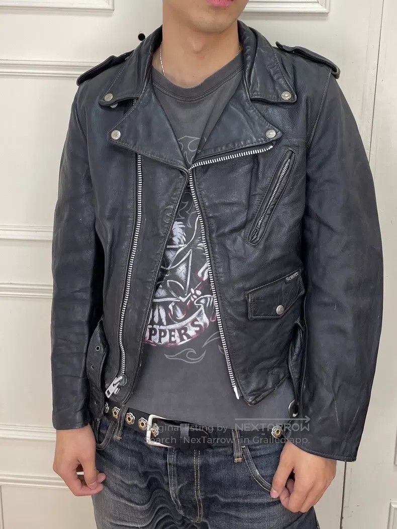 Schott Schott Diagonal zipper leather jacket Size US XS / EU 42 / 0 - 2 Thumbnail