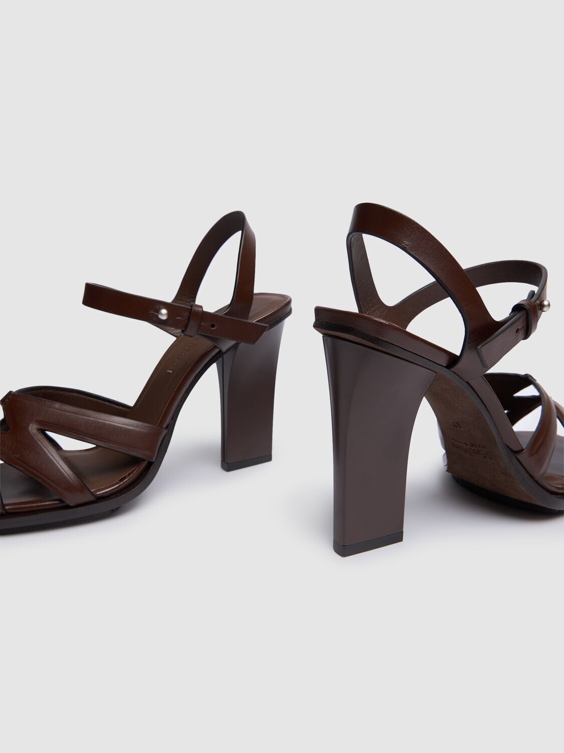 Max Mara MAX MARA Doublehigh Cocao Brown Leather 95mm Sandals Size US 5 / IT 35 - 3 Thumbnail