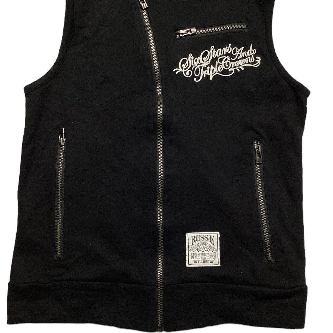 If Six Was Nine × Japanese Brand × Le Grande Bleu (L.G.B.) RUSS-K EMBROIDERED WORDING PUNK GOTHIC HOODIE VEST JACKET Size US M / EU 48-50 / 2 - 4 Thumbnail