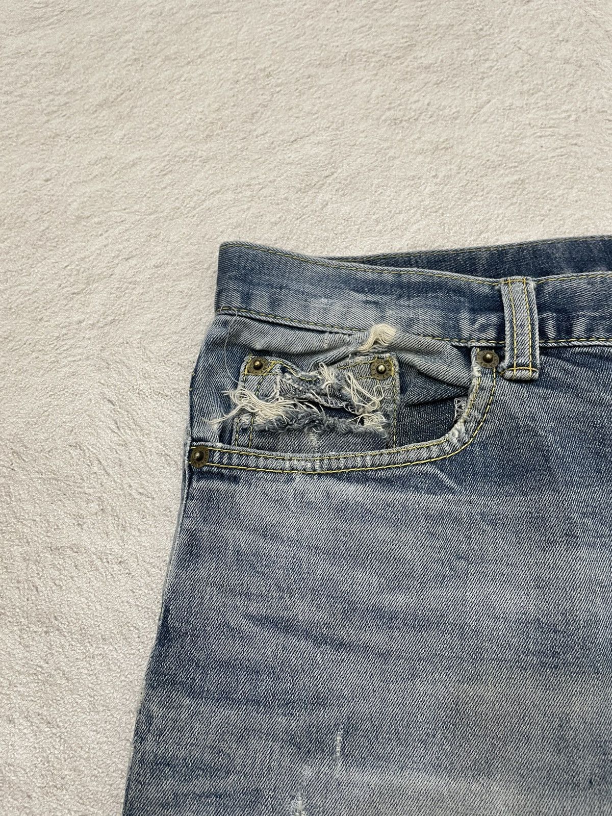 Japanese Brand 2000s Diesel Flare Denim Ripped Jeans Wash Y2K Japan Size US 31 - 6 Thumbnail