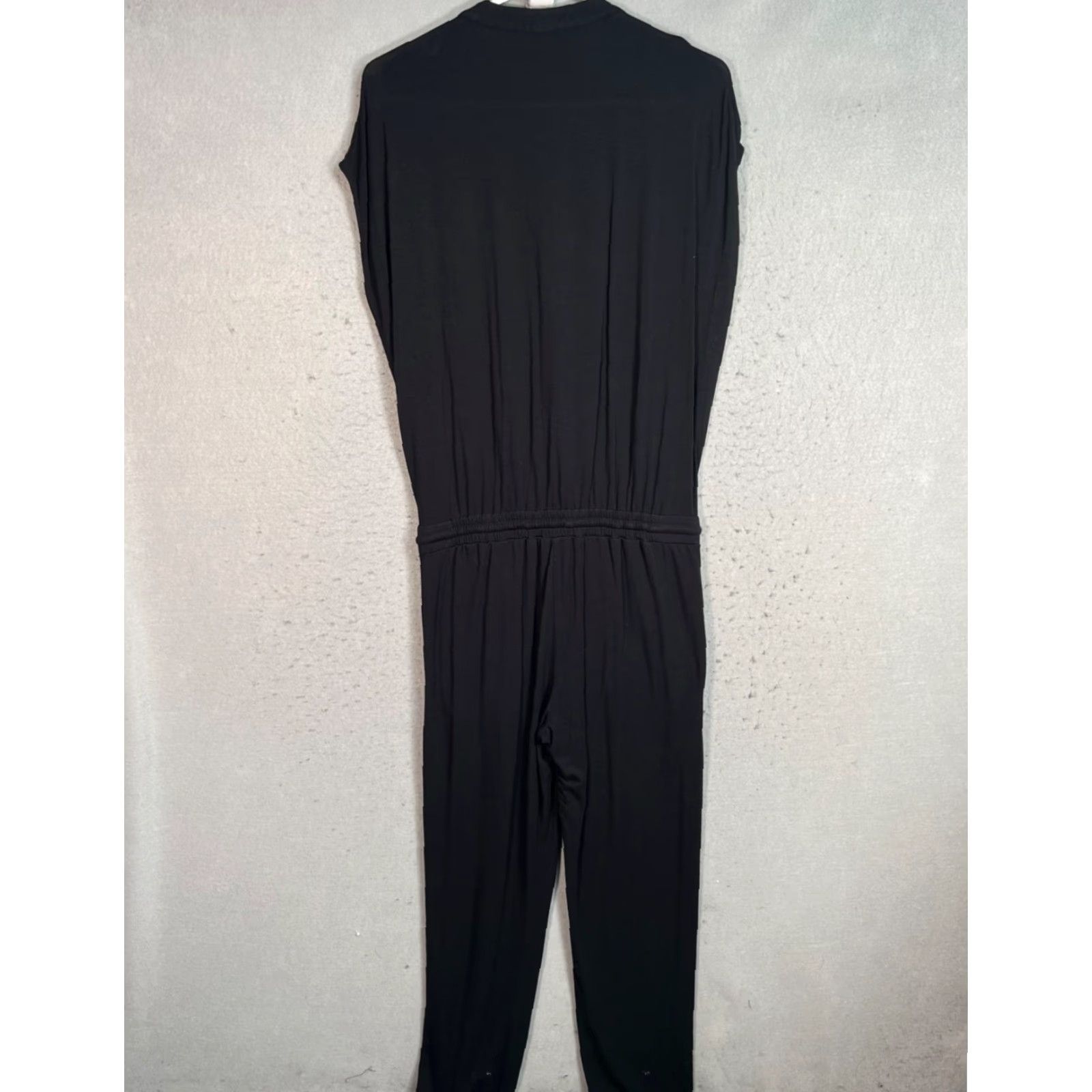 Vintage Babaton Jumpsuit Women XS Black Sleeveless V-Neck One-Piece 8/10 Casual Party/Cocktail Modern Classic Mens Girls? Size 26" / US 2 / IT 38 - 2 Thumbnail