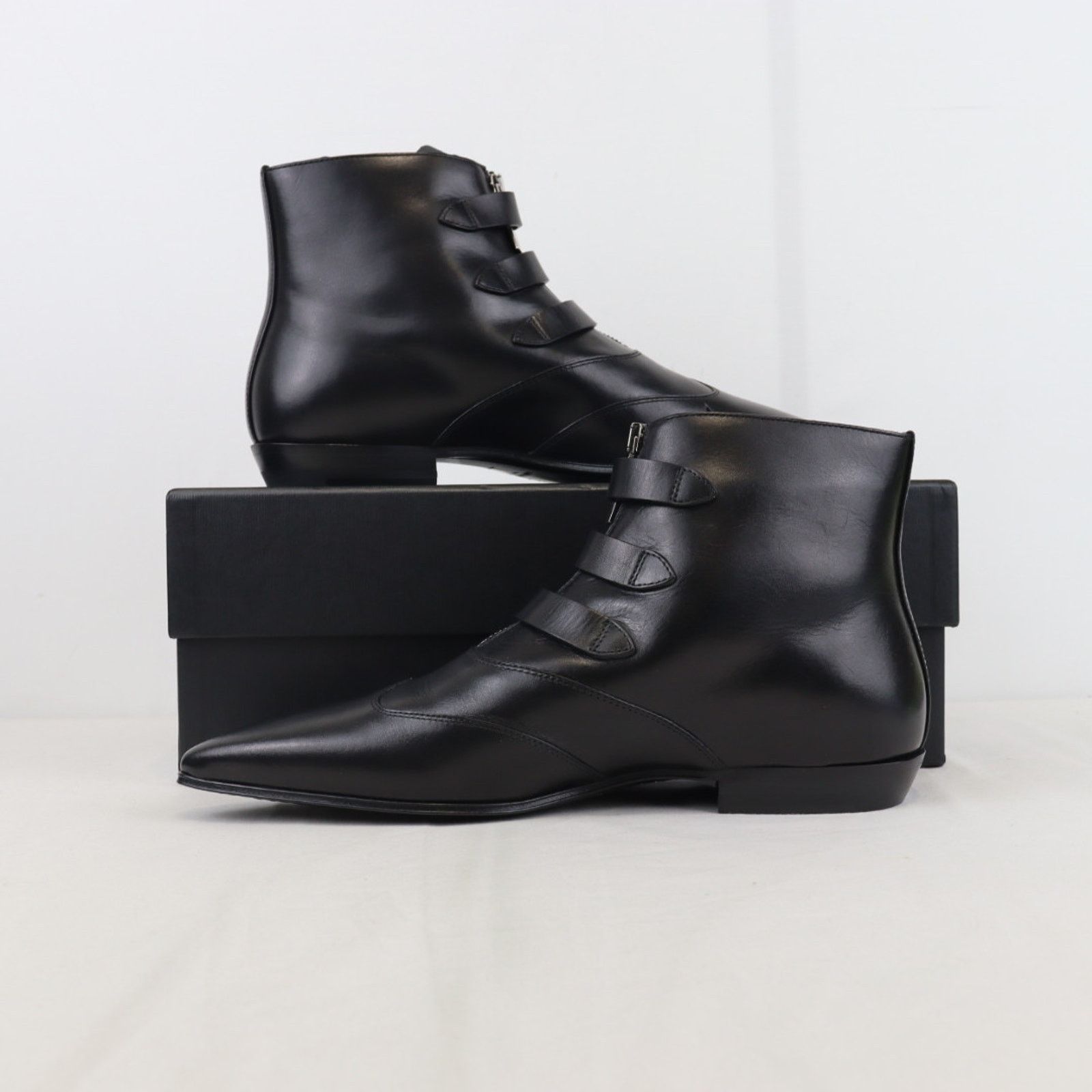 Saint Laurent Paris o1rshd1 Goth leather buckle Boots Stan in Black Size US 12 / EU 45 - 1 Thumbnail