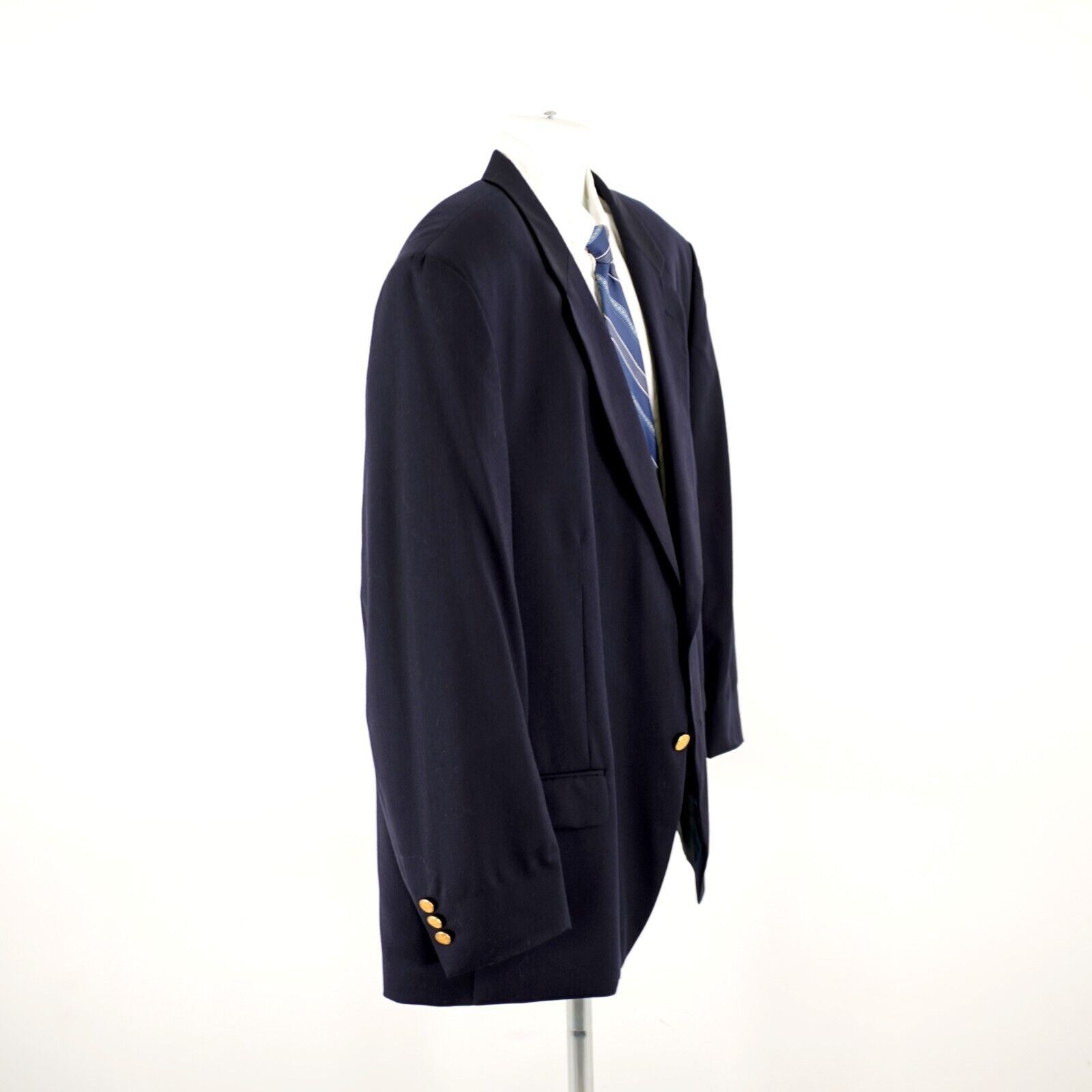 Joseph & Feiss Jospeh & Feiss International Worsted Wool Blue 2 Gold Button Size 52R - 8 Thumbnail