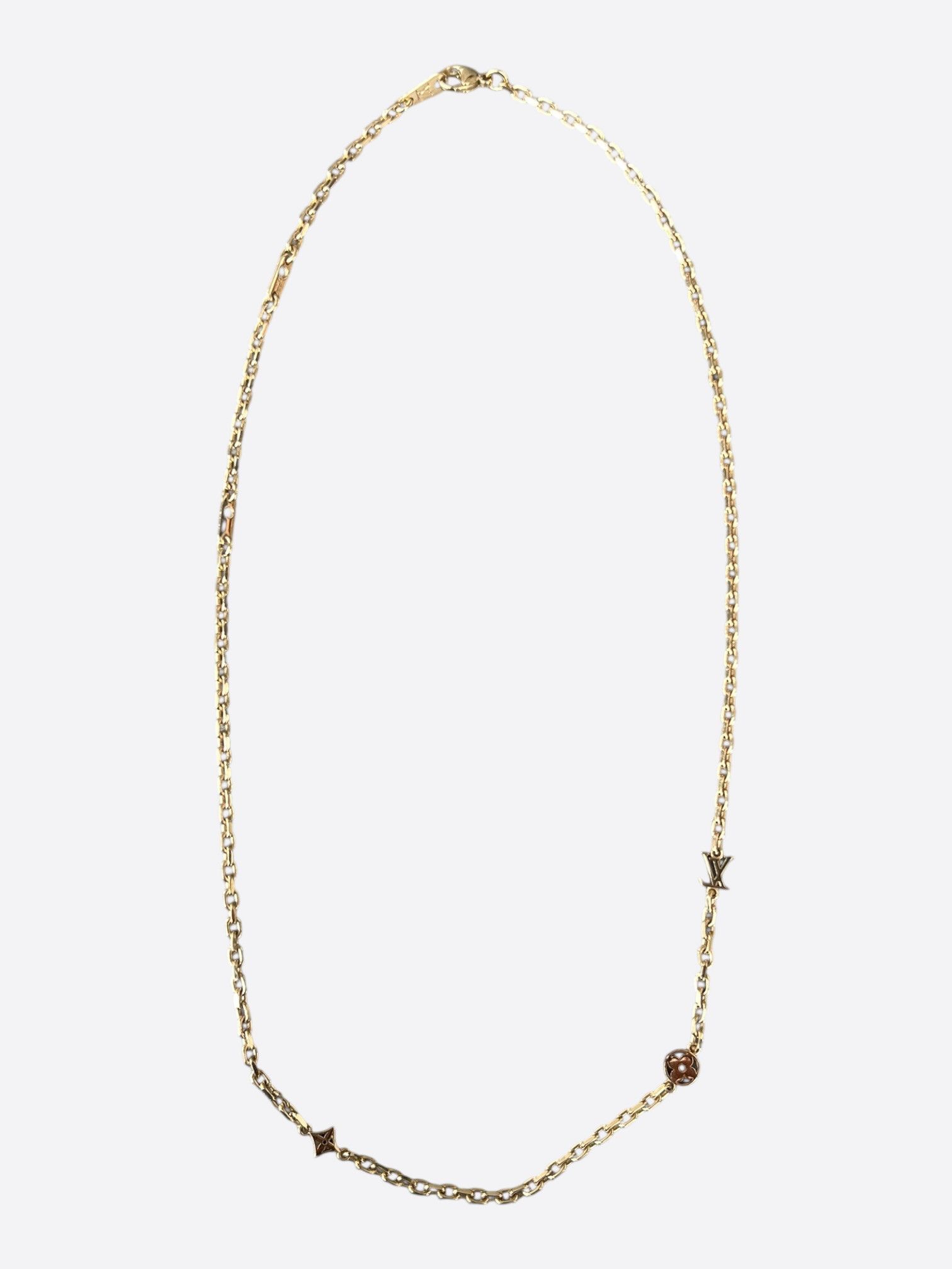 Louis Vuitton Louis Vuitton Gold Monogram Charm Necklace Size ONE SIZE - 1 Thumbnail