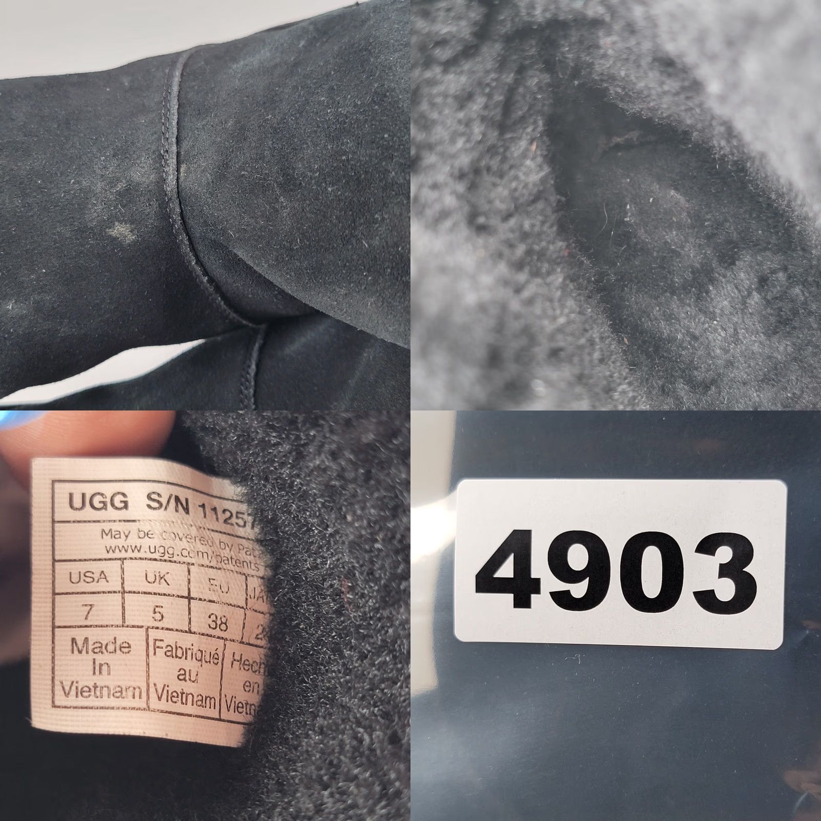 Ugg UGG Cory II Distressed Black Suede Women's Size 7 Boots Flat Heel Round Toe Casual Travel Shearling Lined Cushioned Comfort Snug Suede Upper Size US 5 / IT 35 - 9 Thumbnail