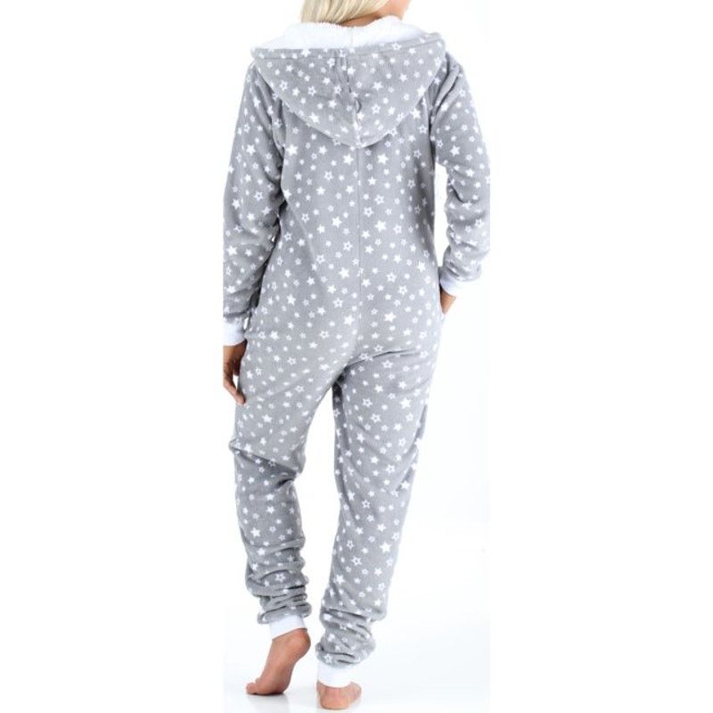 Other XS Hooded Fleece Non-Footed Onesie Pajama Gray White Star Size ONE SIZE - 2 Thumbnail