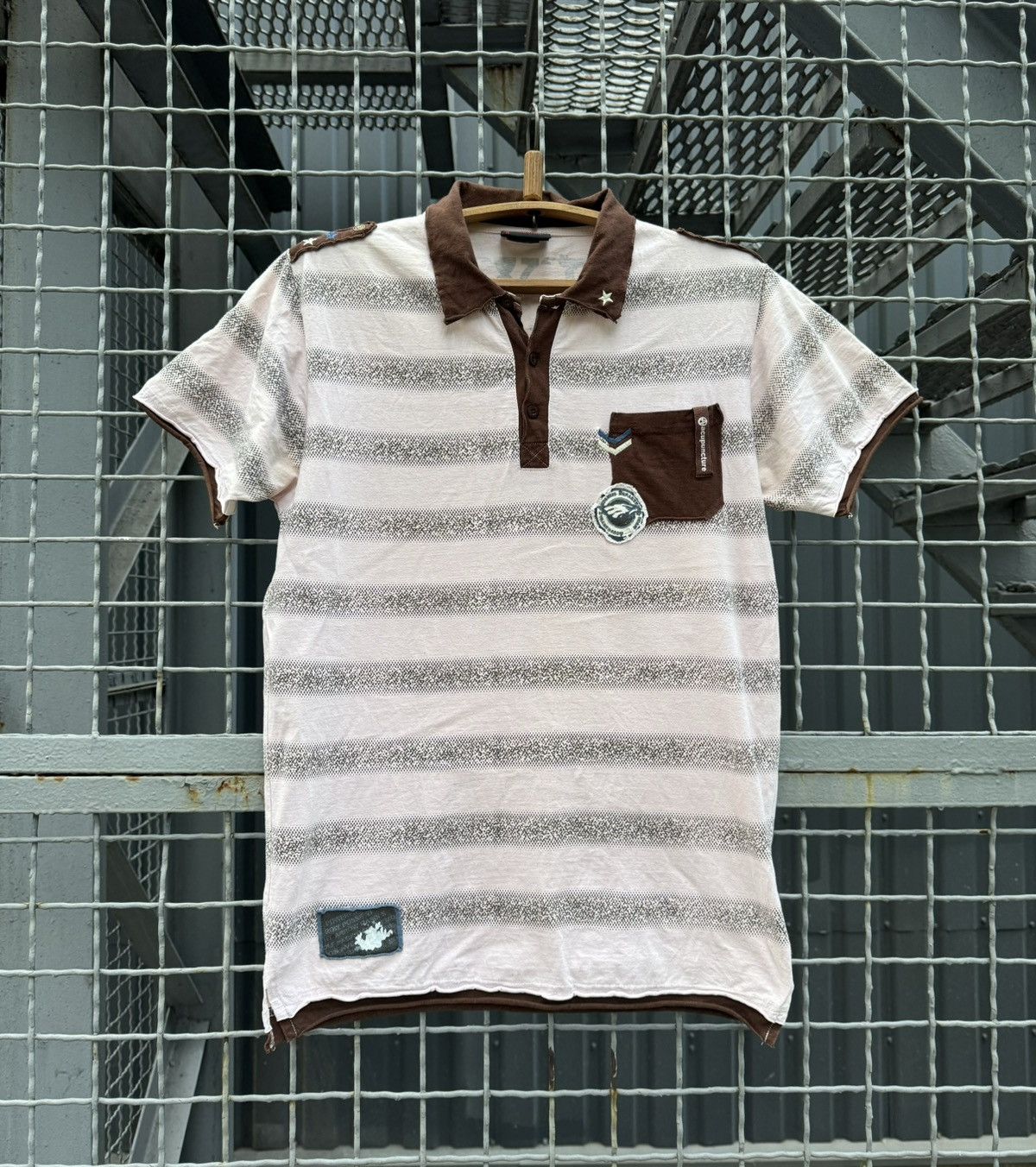 Acupuncture 2006 Polo Avant Garde Shirt Gun Punk Y2K tee