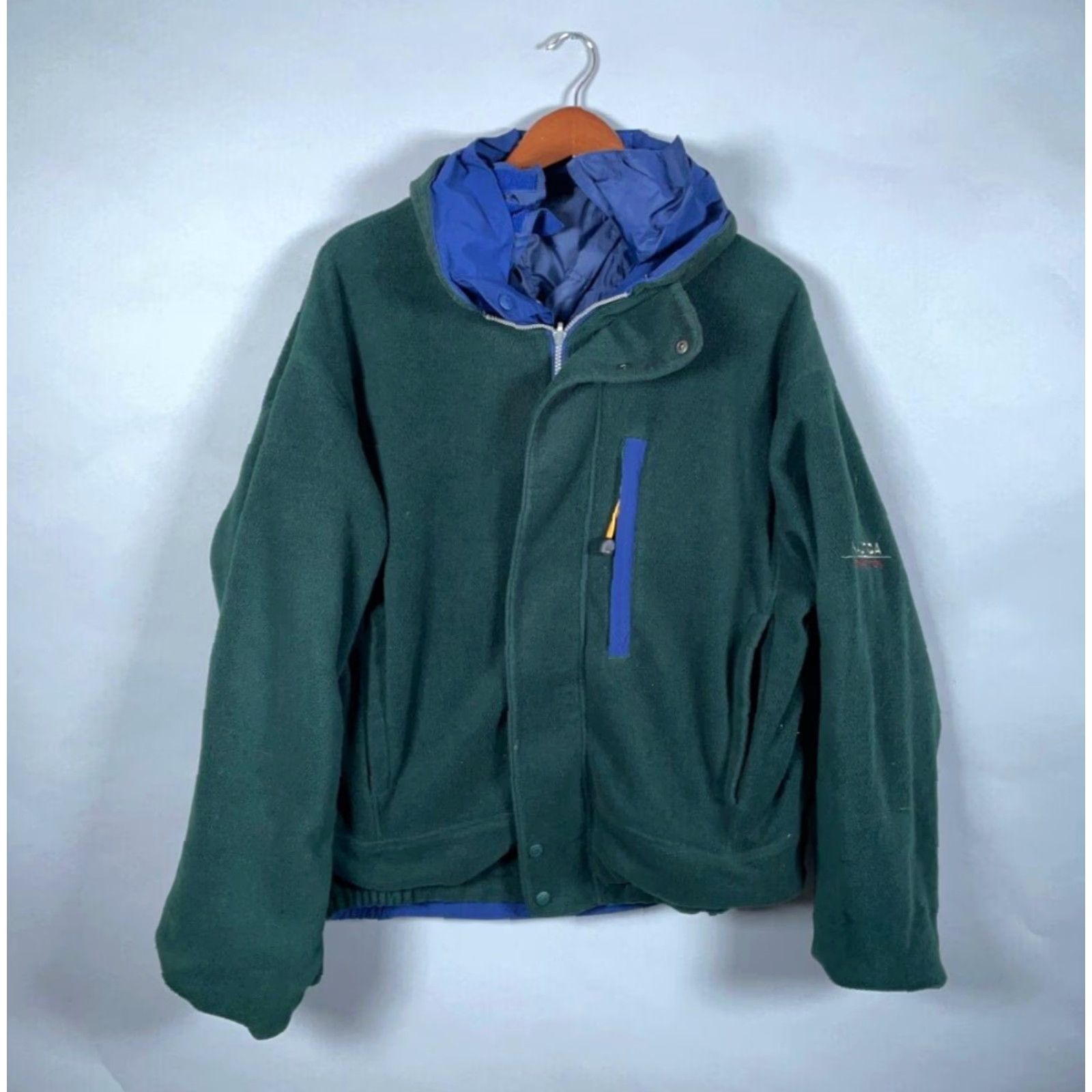 Nautica VINTAGE Nautica Reversible Zip Up Jacket Men's Large Blue Green Hooded Bomber Jacket Casual Size US L / EU 52-54 / 3 - 3 Thumbnail