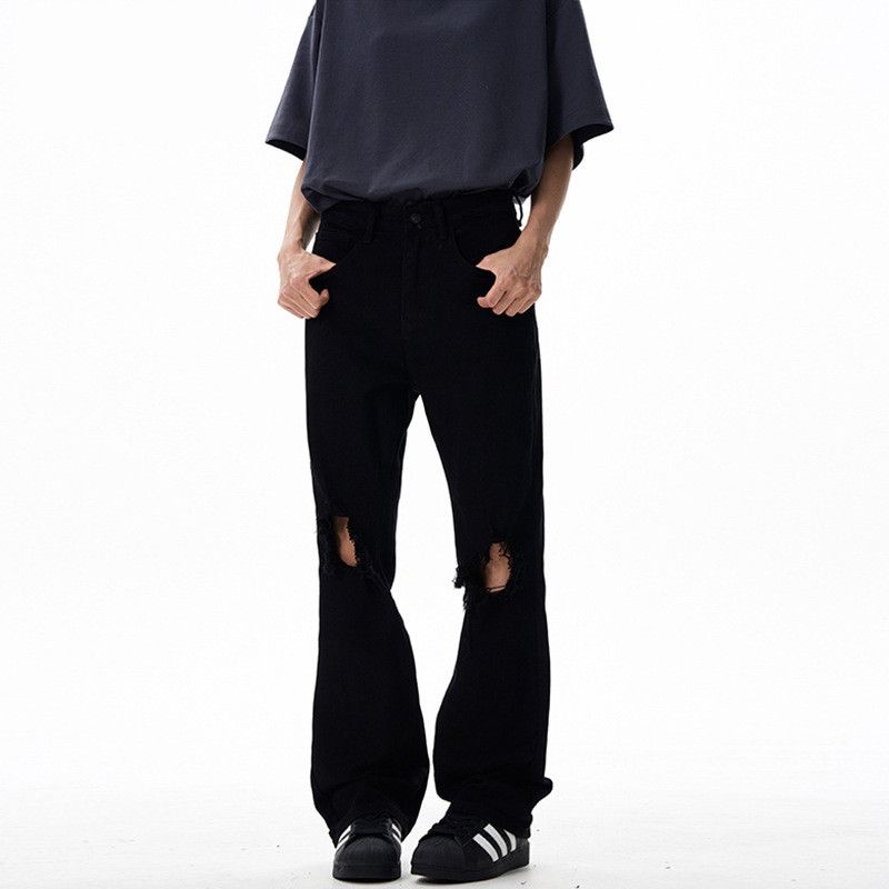 Jean American high street style black flared ripped jeans Size US 32 / EU 48 - 3 Thumbnail