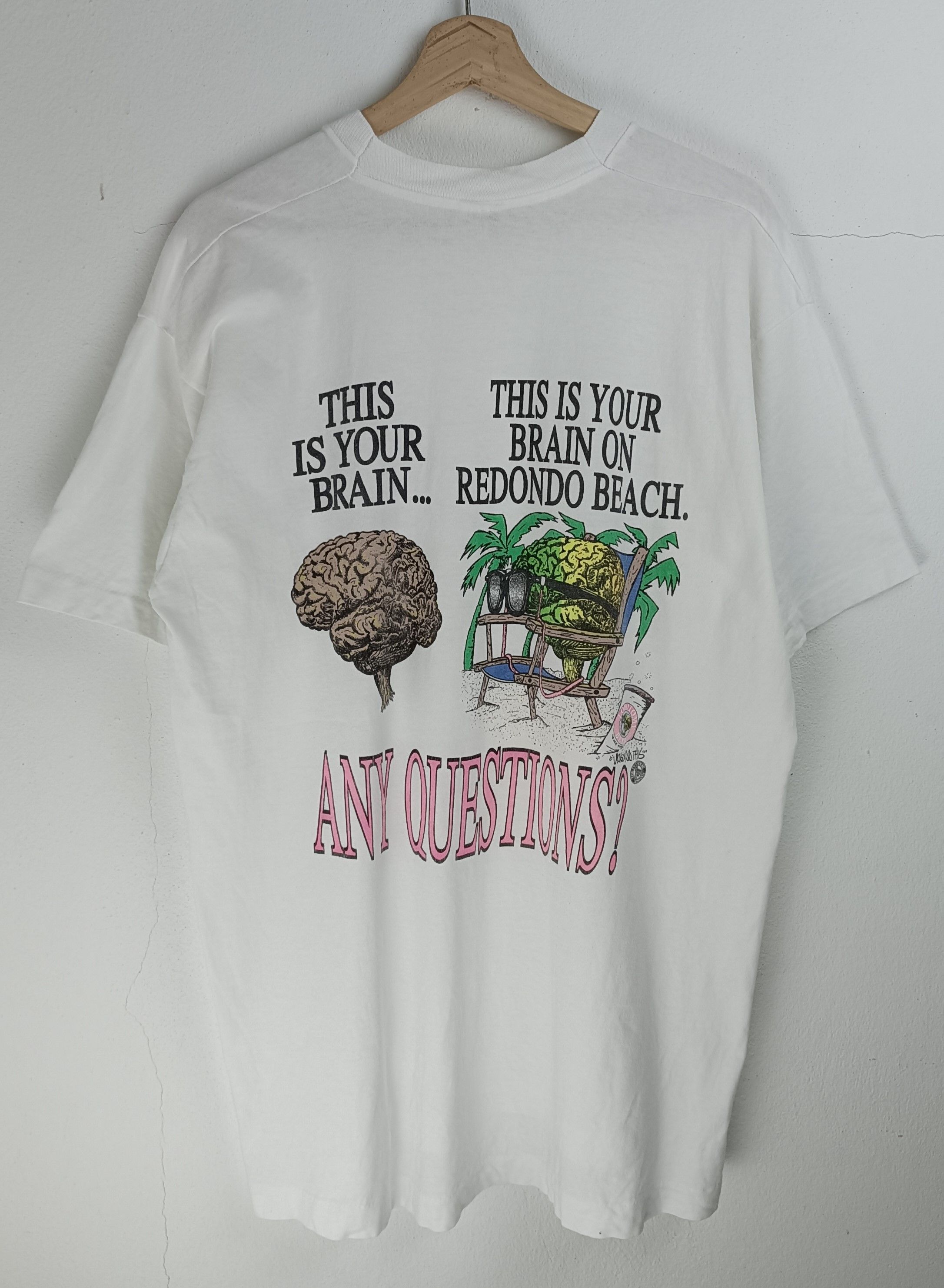 Vintage VINTAGE 90'S BRAIN WAVES SPORTSWEAR ADULT HUMOR FUNNY TEE Size US XL / EU 56 / 4 - 3 Thumbnail