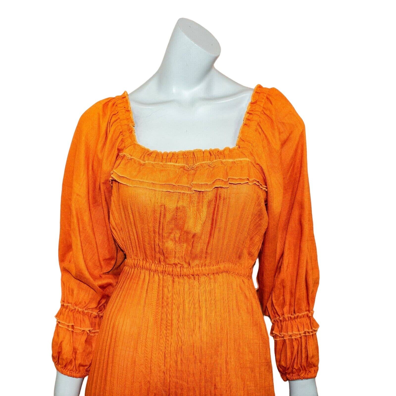 NICHOLAS NICHOLAS Pleated Prairie Dress in Deep Orange Size 0 Size XS / US 0-2 / IT 36-38 - 10 Thumbnail